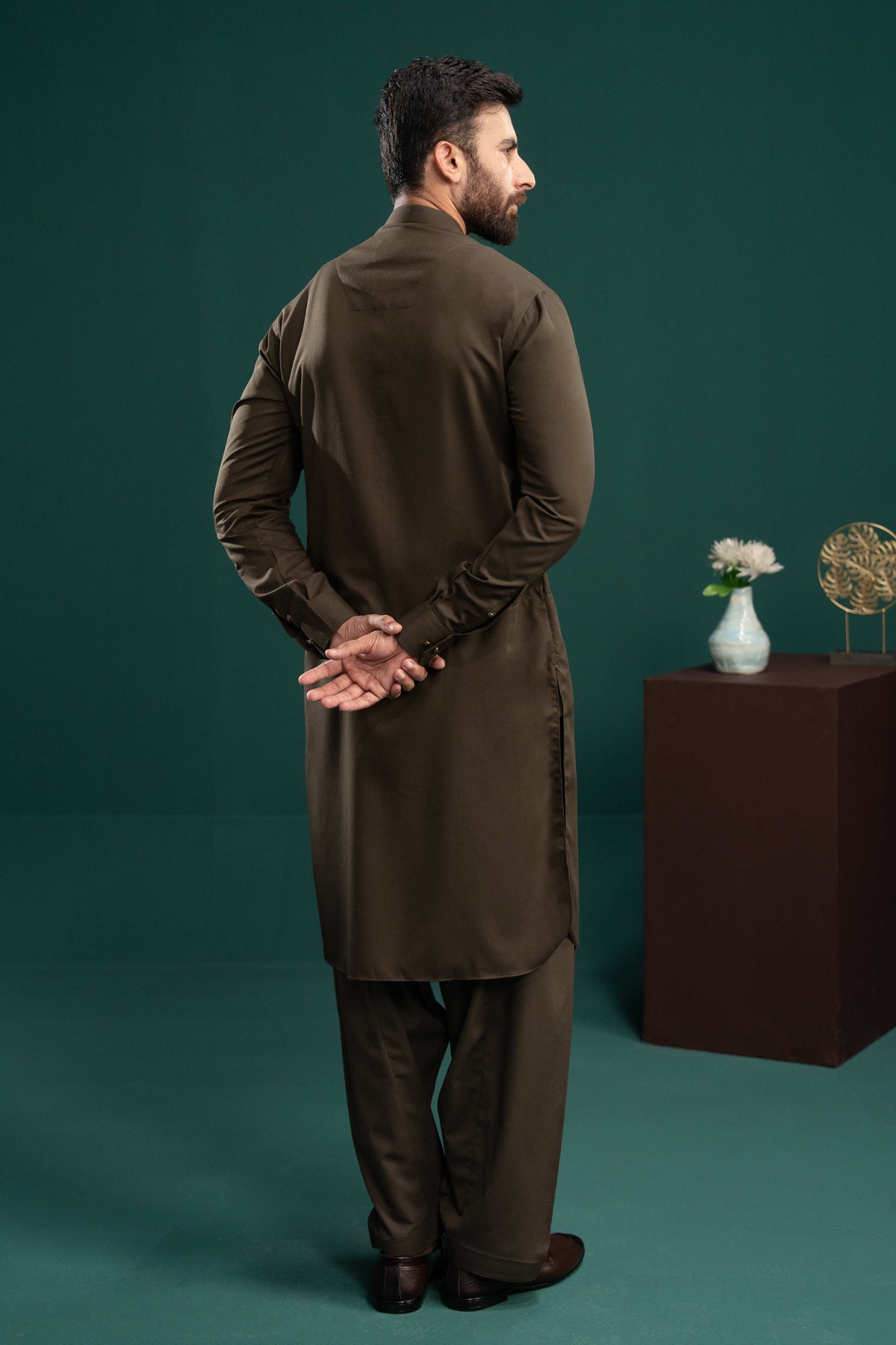 Dark Brown - Stitched Shalwar Kameez - SWSB24
