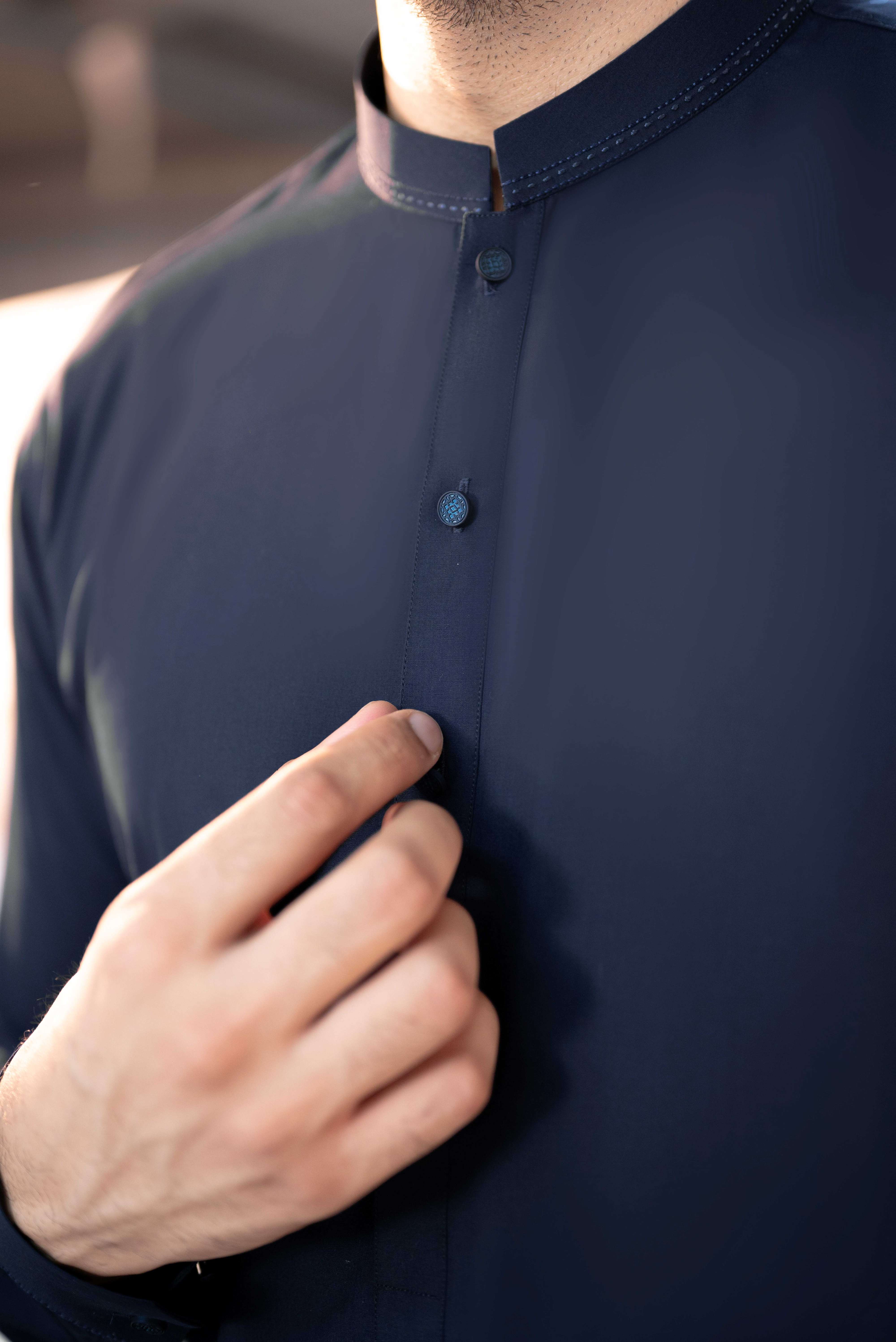 Stitched Shalwar Kameez (SPSB44) Navy Blue