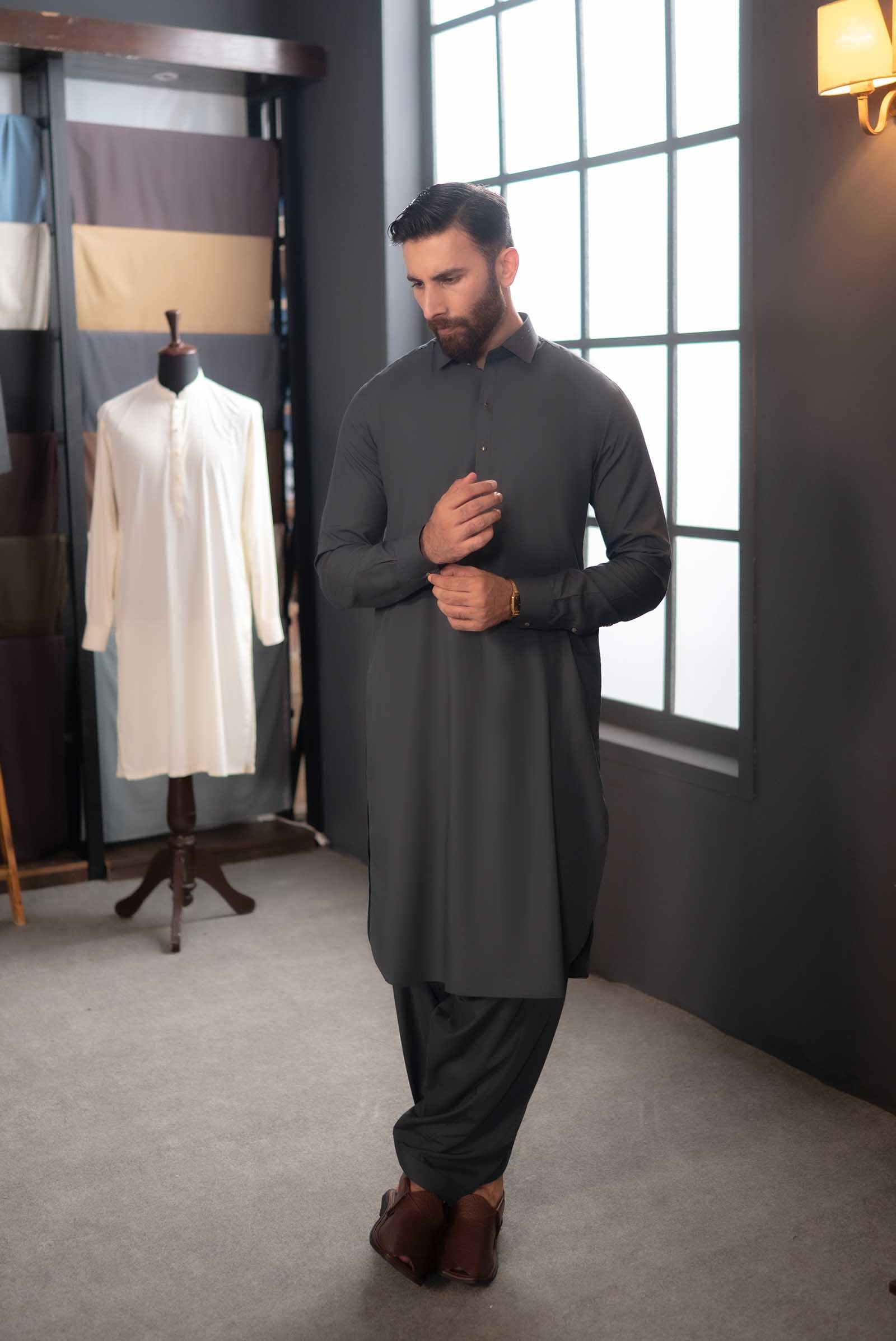 Stitched Shalwar Kameez (SPSC56) Charcoal