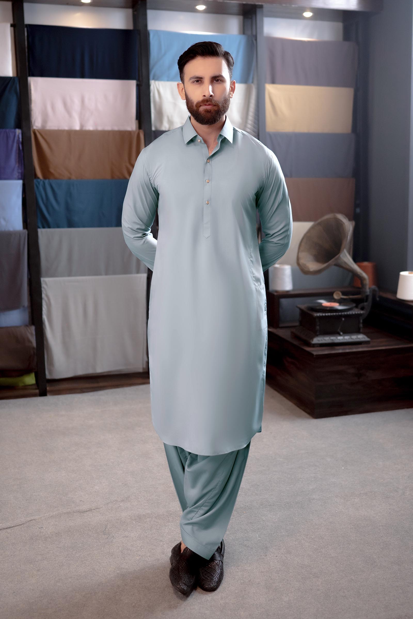 Stitched Shalwar Kameez (SPSC58) Silver Grey