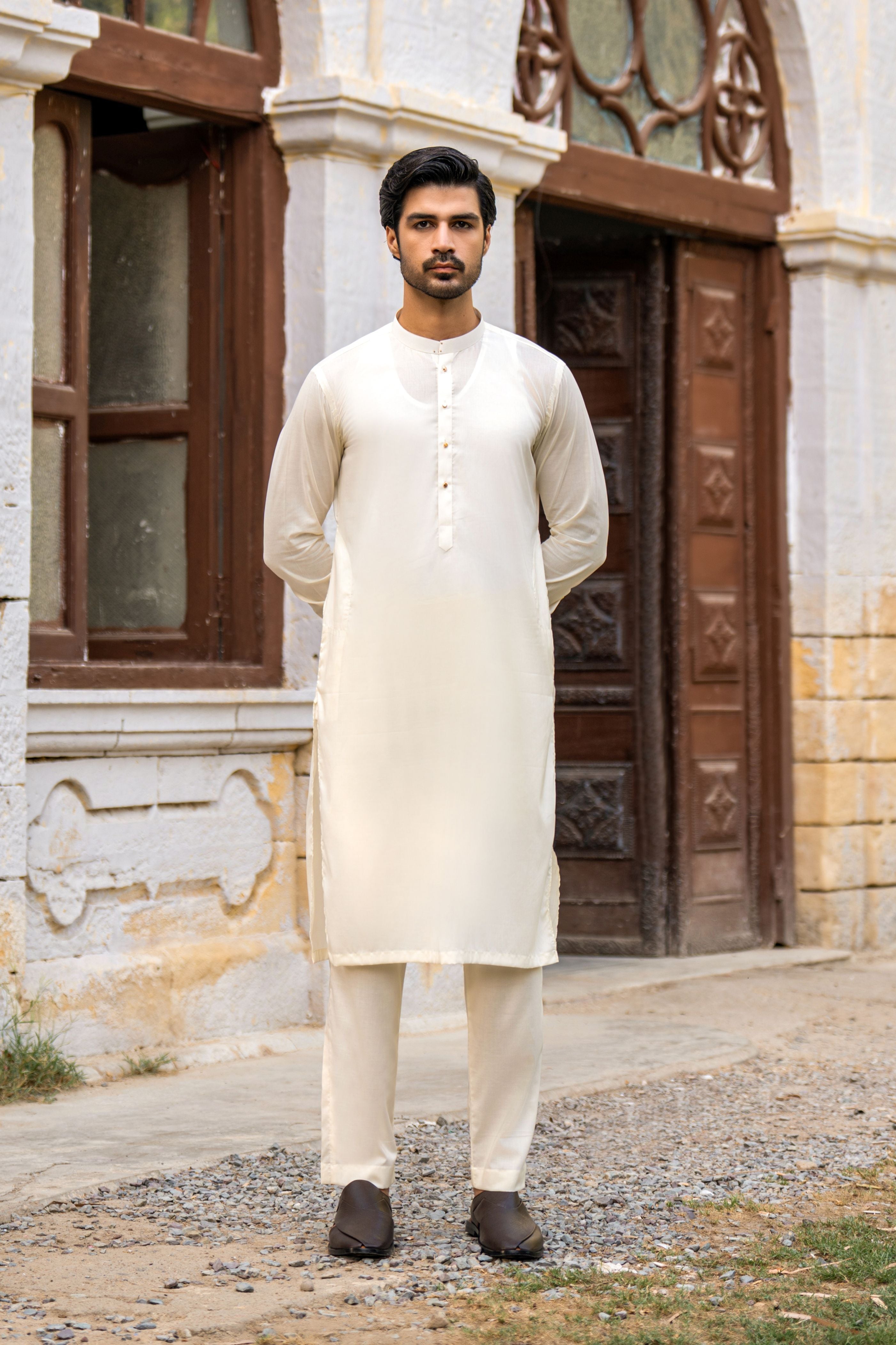 Stitched Trouser & Kameez (SCS17) Cream