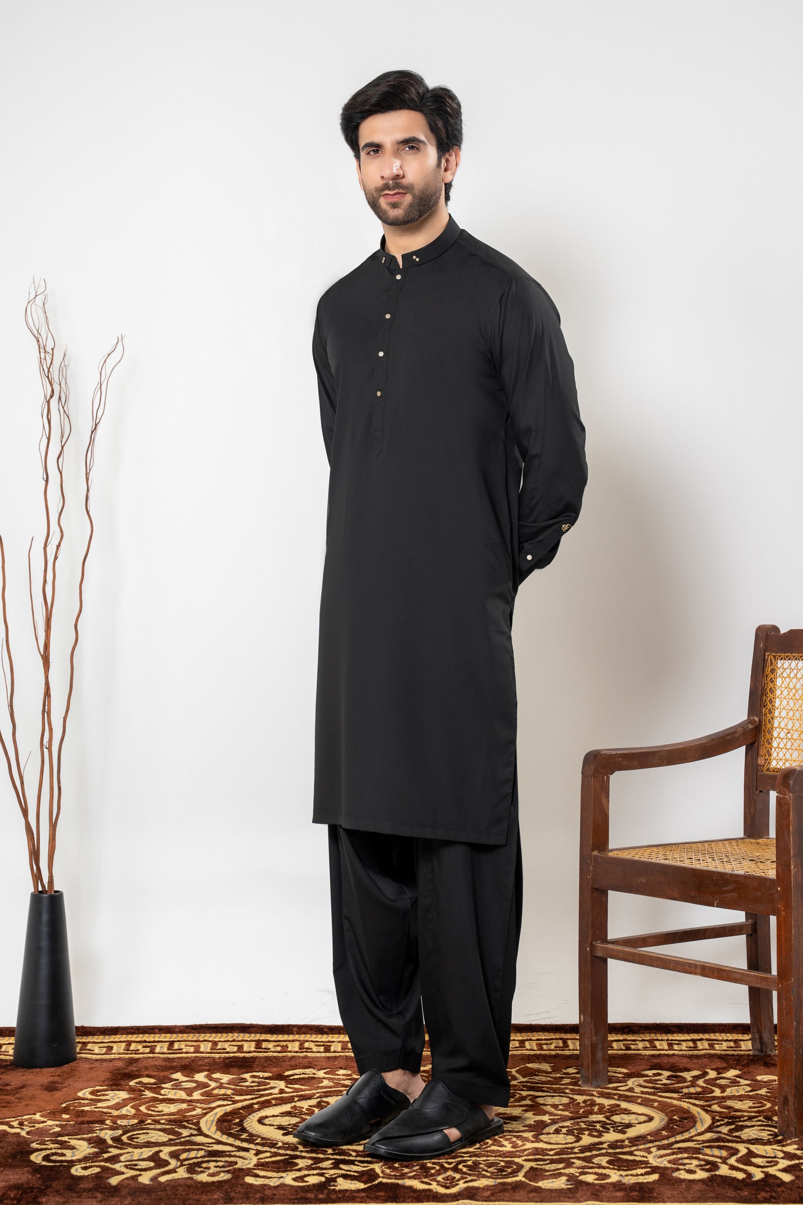 Stitched Shalwar Kameez (SPS80) Black