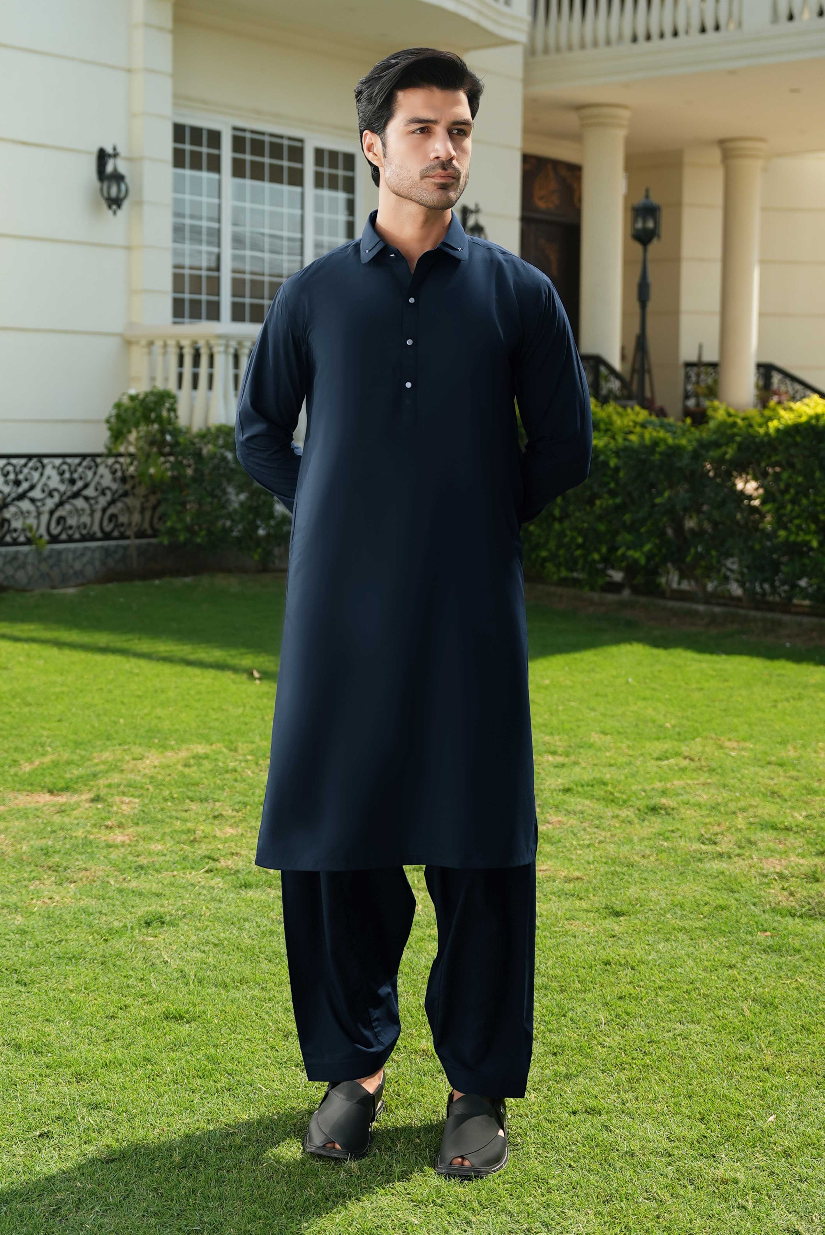 Stitched Shalwar Kameez (SPSC22) Navy Blue