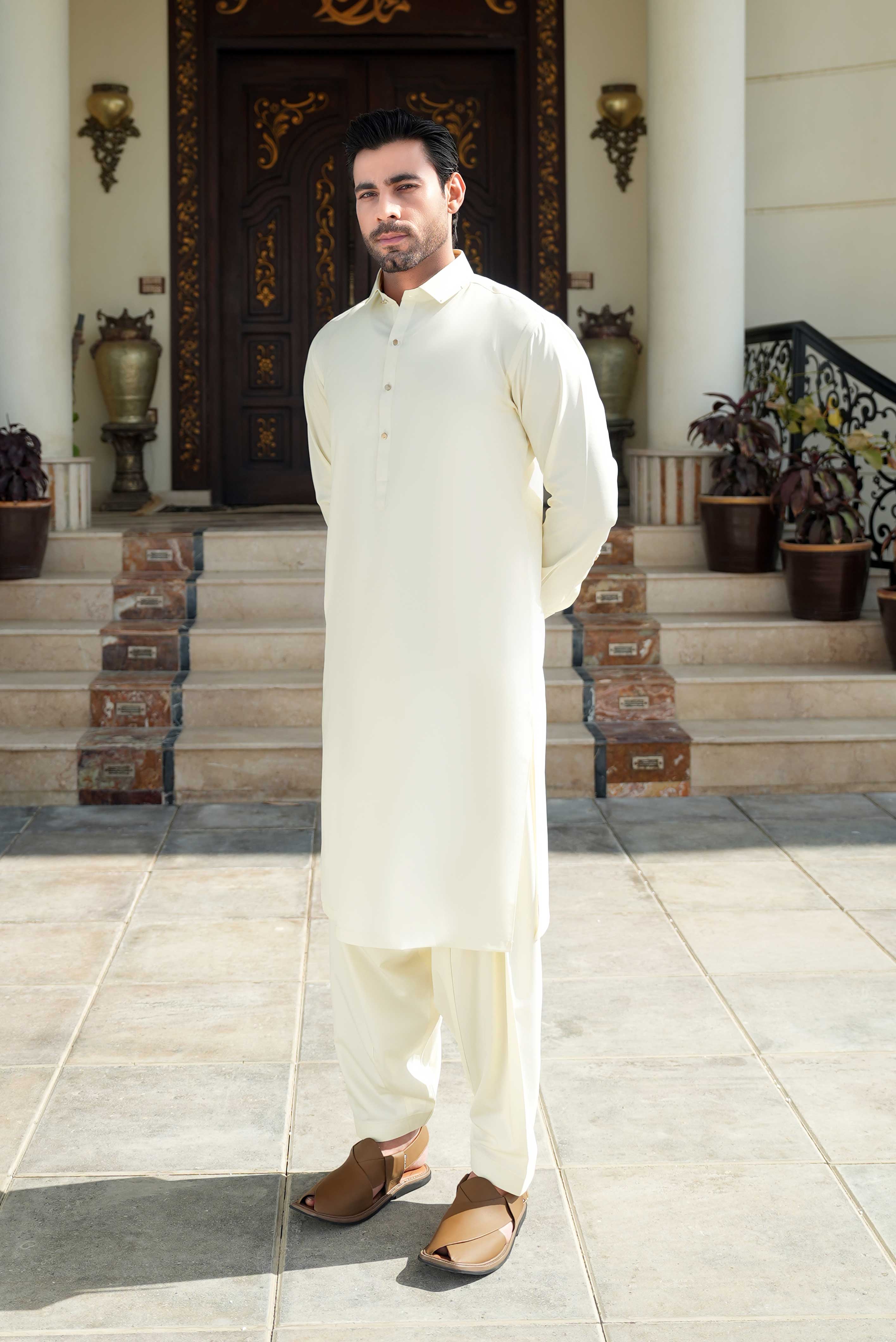 Stitched Shalwar Kameez (SPSC18) Cream