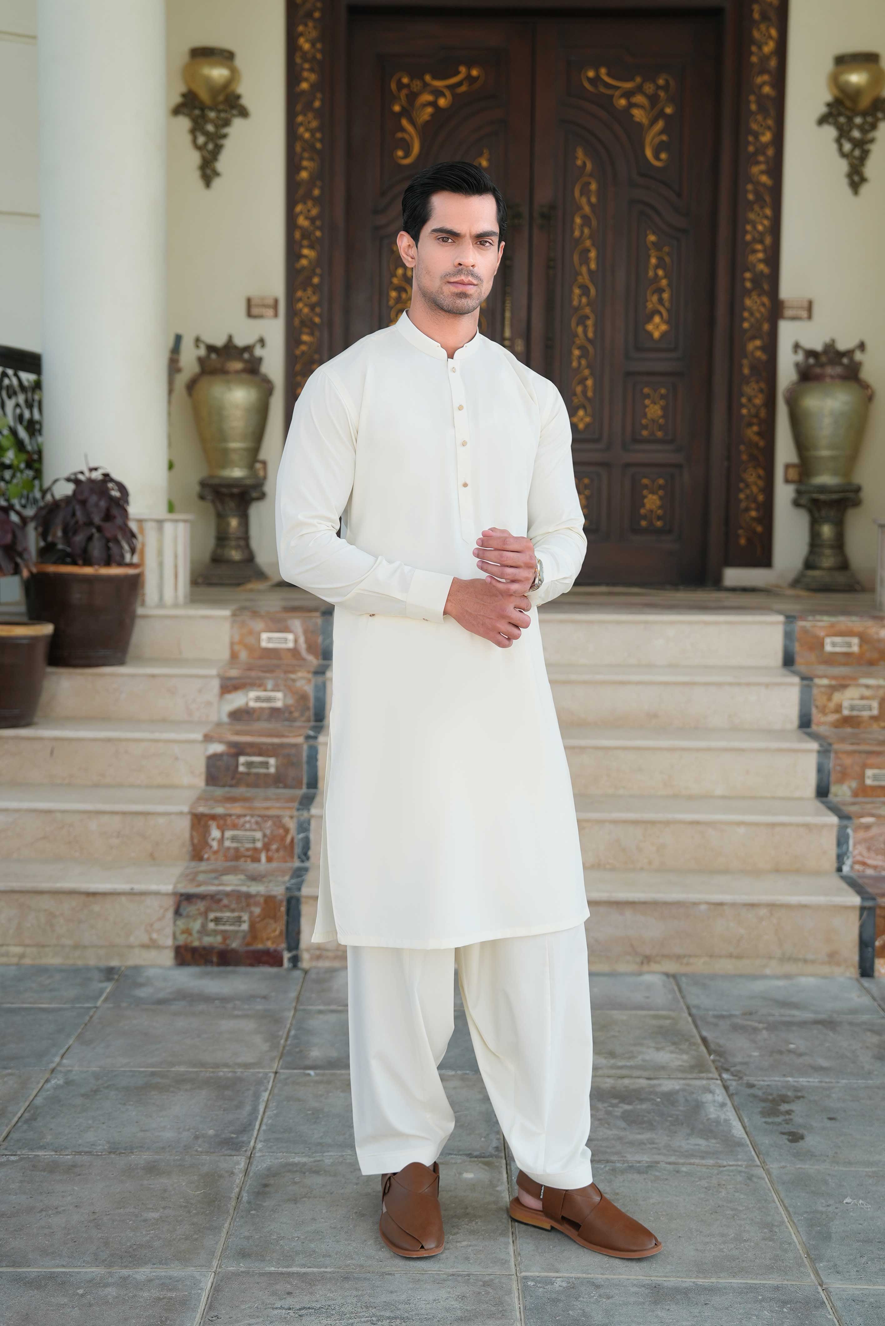 Stitched Shalwar Kameez (SPSB) Off White