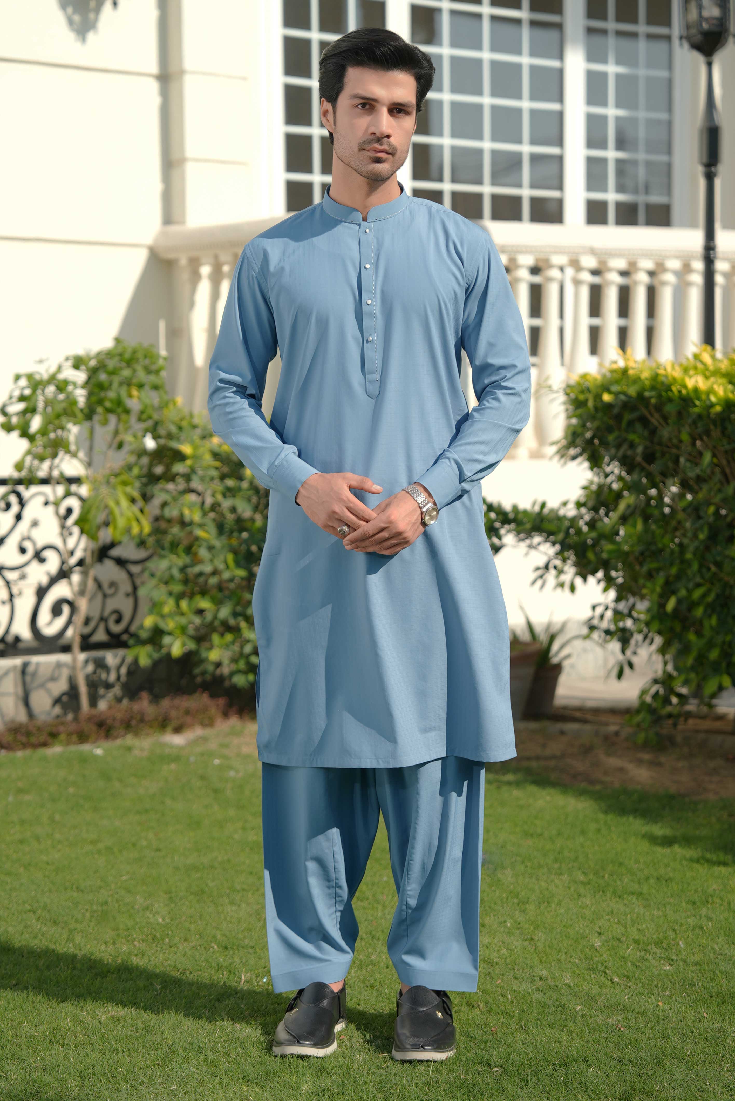Stitched Shalwar Kameez (SPSB07) Light Blue
