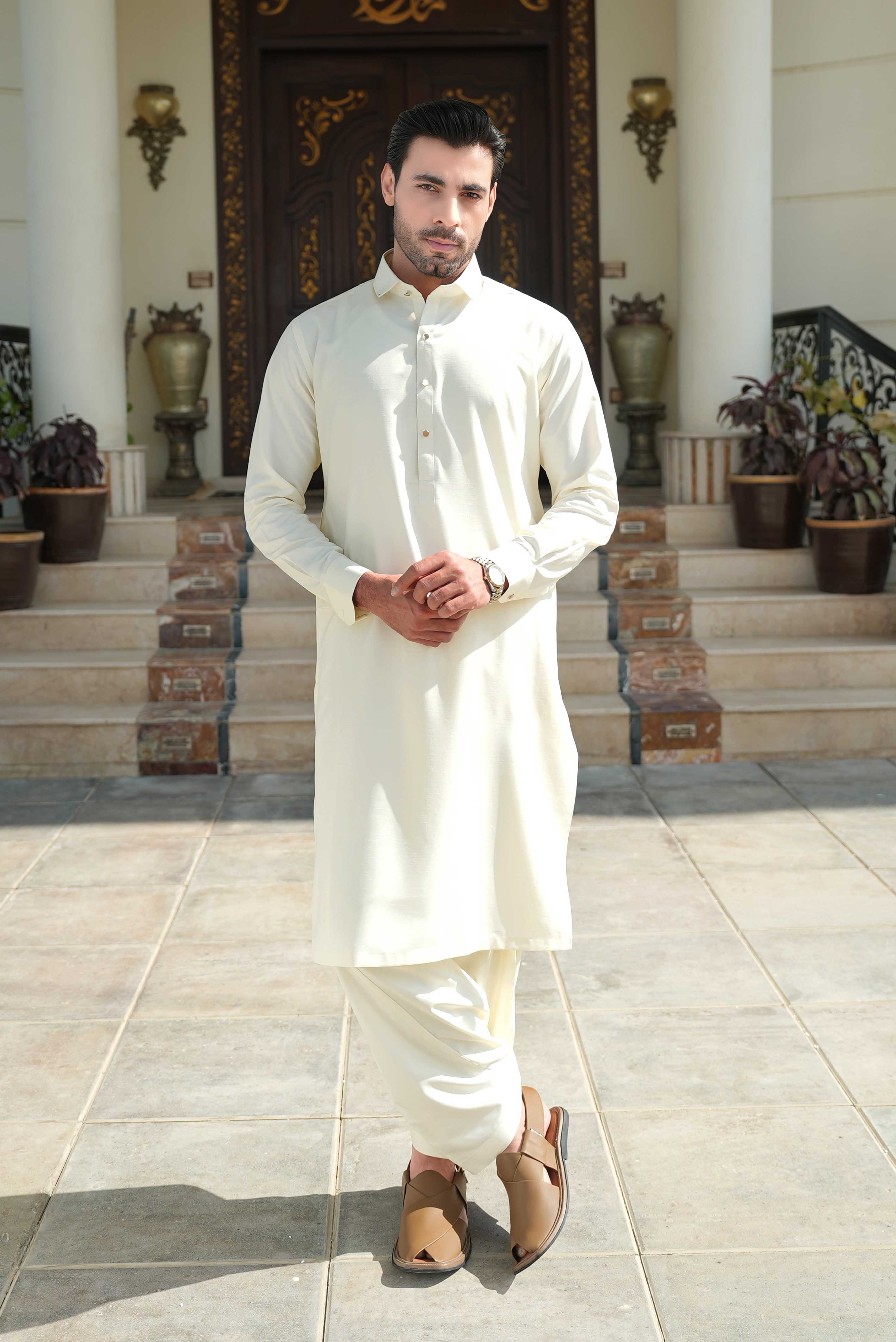 Stitched Shalwar Kameez (SPSC18) Cream