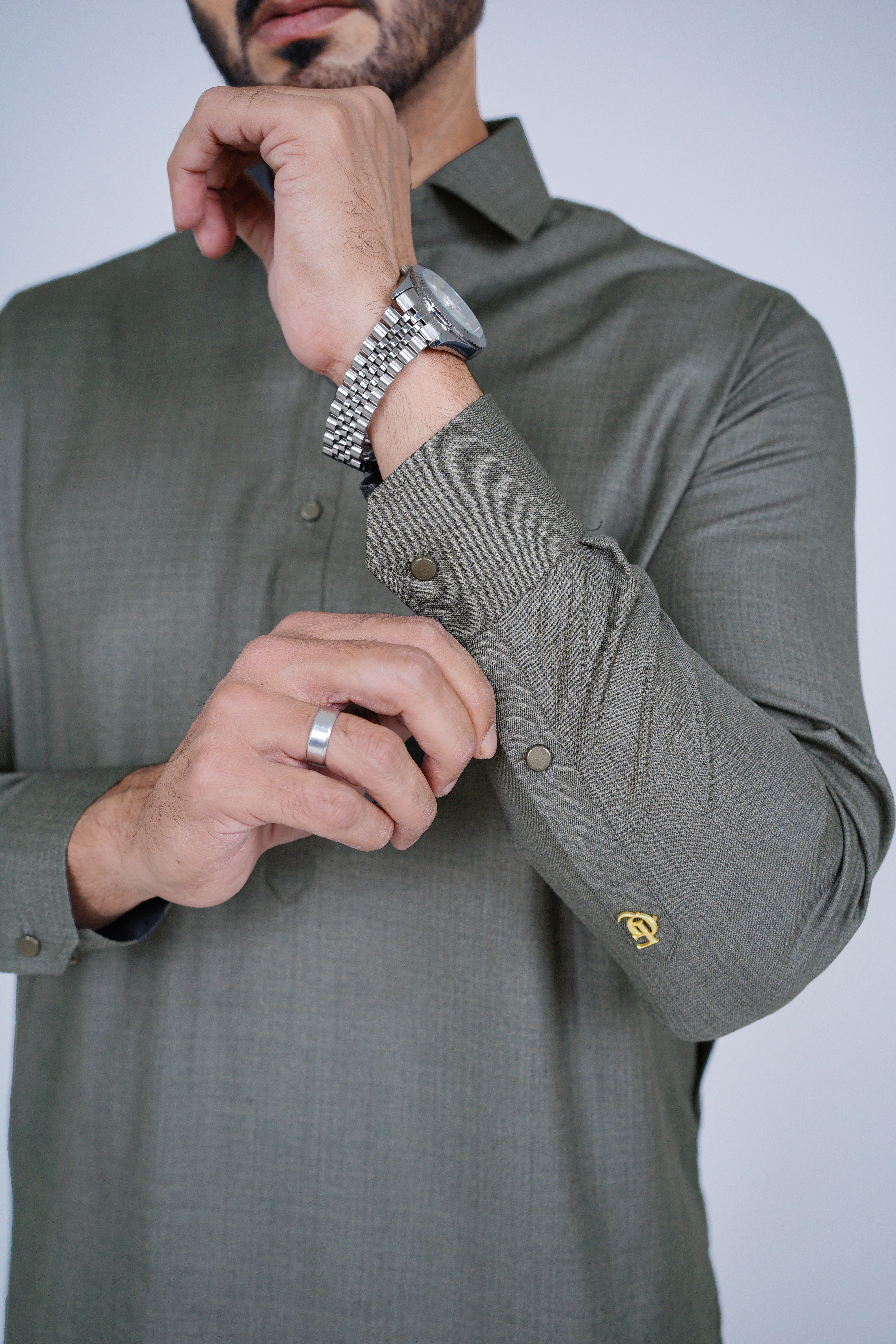 SWS23 grey Faysal quraishi collection textured wash & wear stitched fabric for winter shalwar kameez