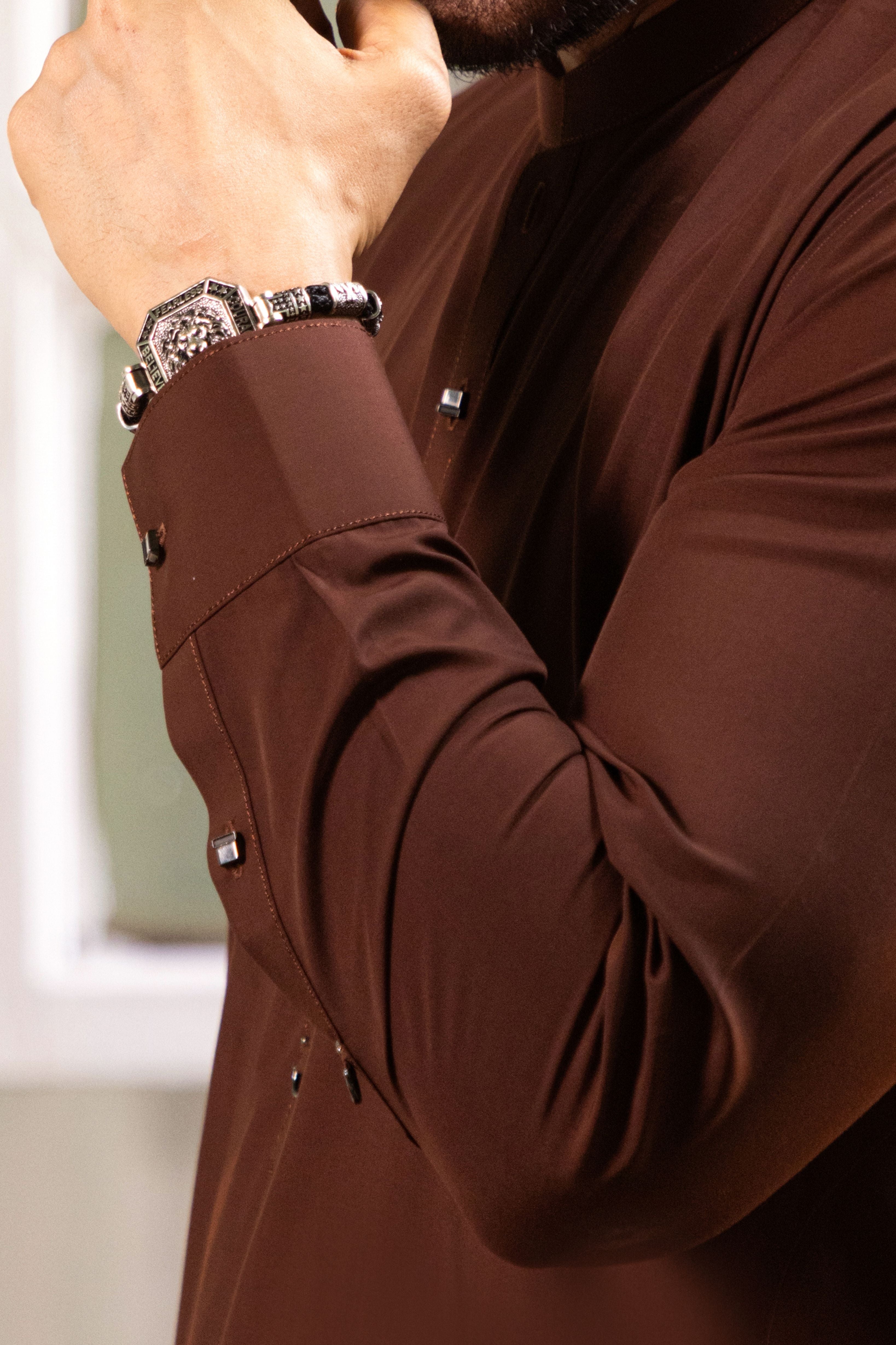 Stitched Shalwar Kameez (SPS68) Rusty Brown