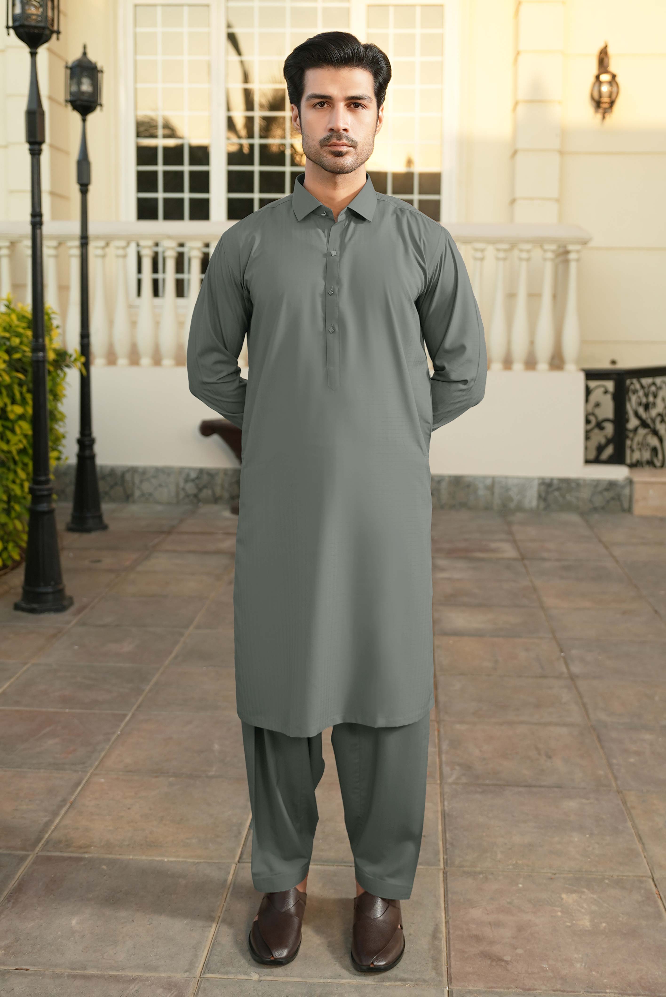 Stitched Shalwar Kameez (SPSC) Grey