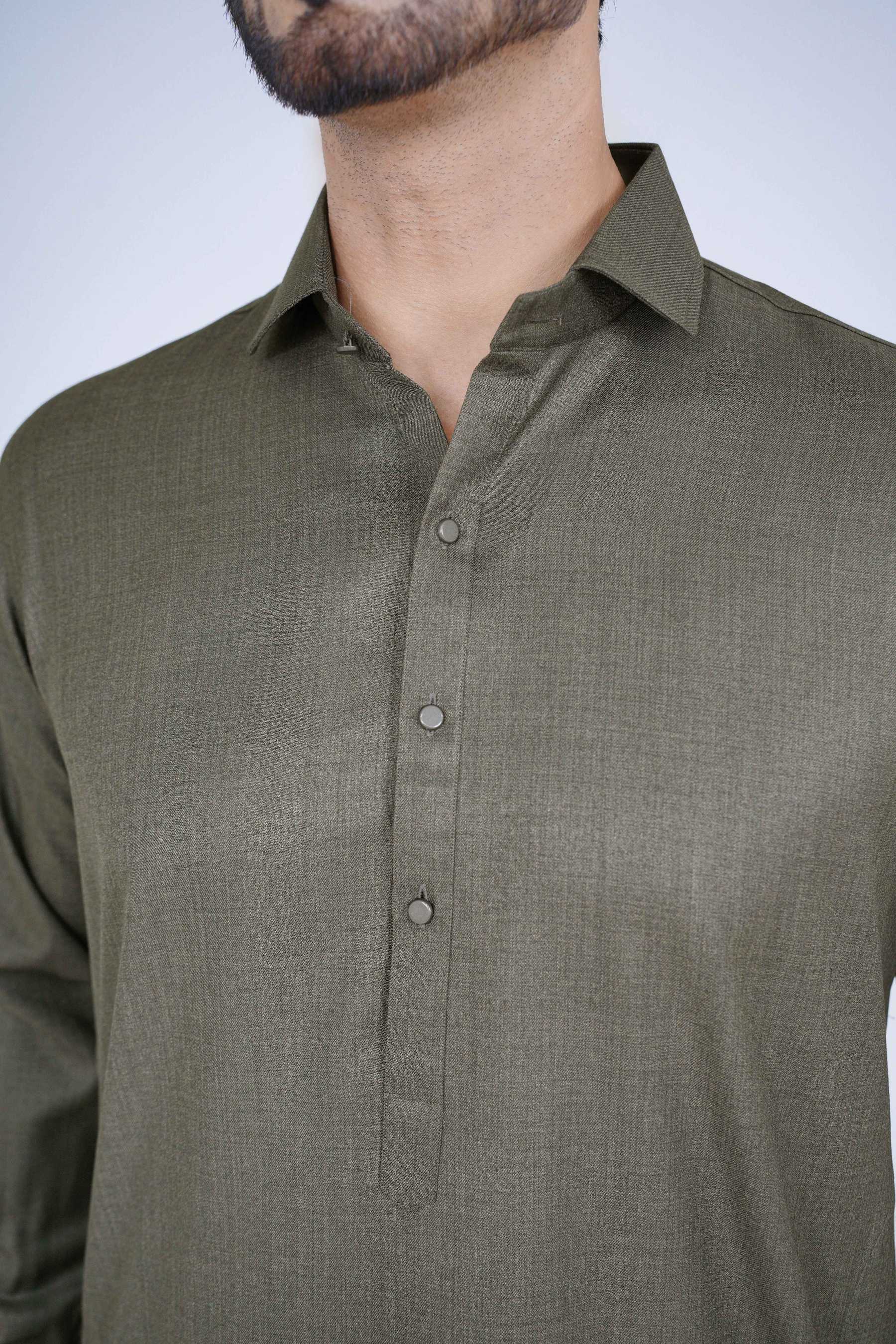 Stitched Shalwar Kameez (SWS22) Olive