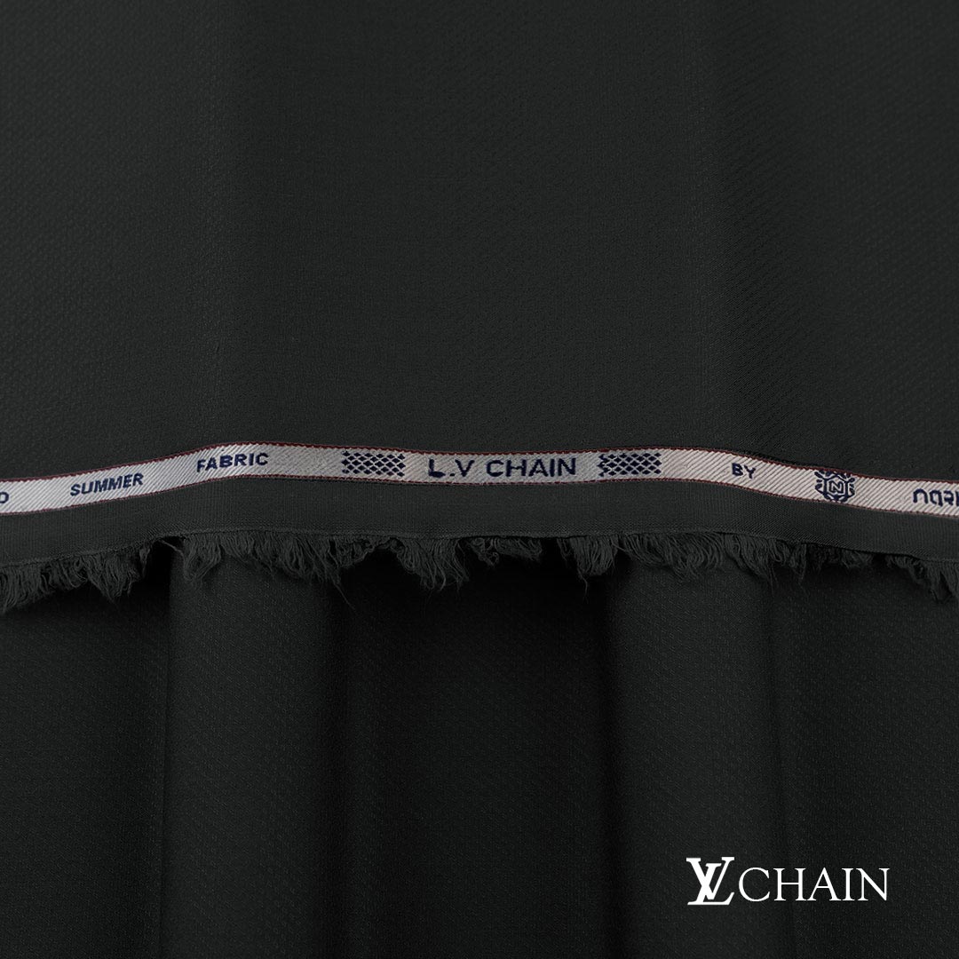 Premium LV Chain men’s unstitched fabric featuring dobby weave