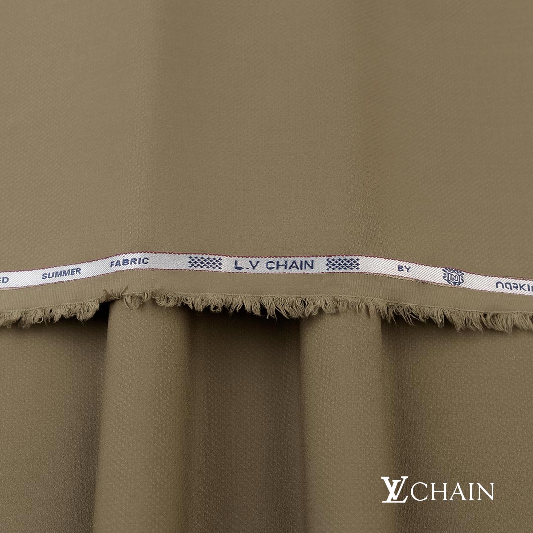 Premium LV Chain men’s unstitched fabric featuring dobby weave