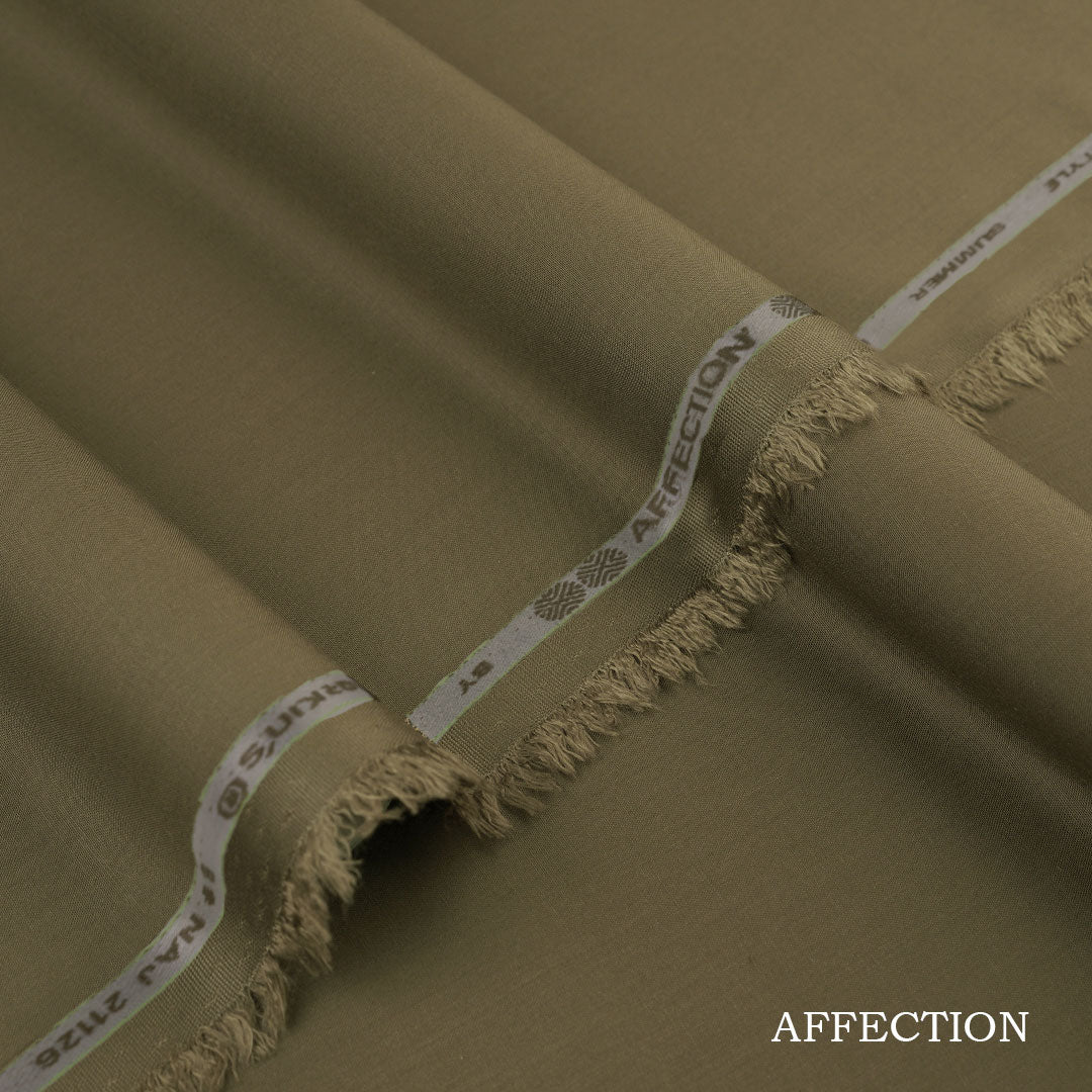 Premium Affection wash & wear blended fabric in polyester and viscose with smooth texture, elegant fall, and long-lasting fade-resistant color, ideal for ethnic wear.