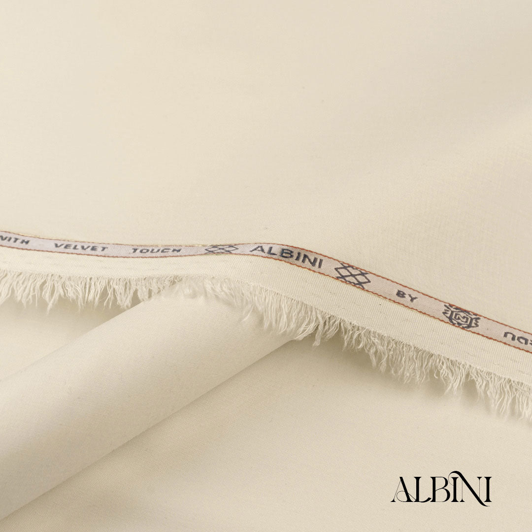 Albini summer fabric with soft smooth finish, wrinkle-resistant texture, and graceful fall in premium colors