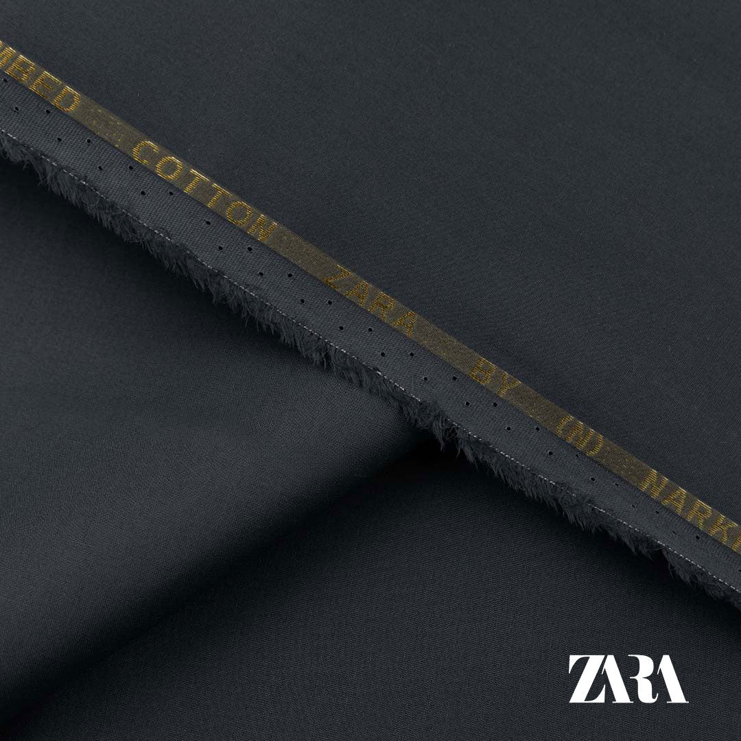 Zara premium 100% fine cotton fabric with silver finish and semi-stiff texture