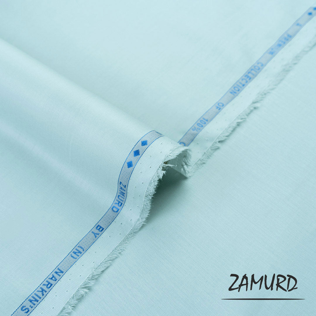 Zamurd premium party wear fabric with twill weave and semi-soft high-density finish