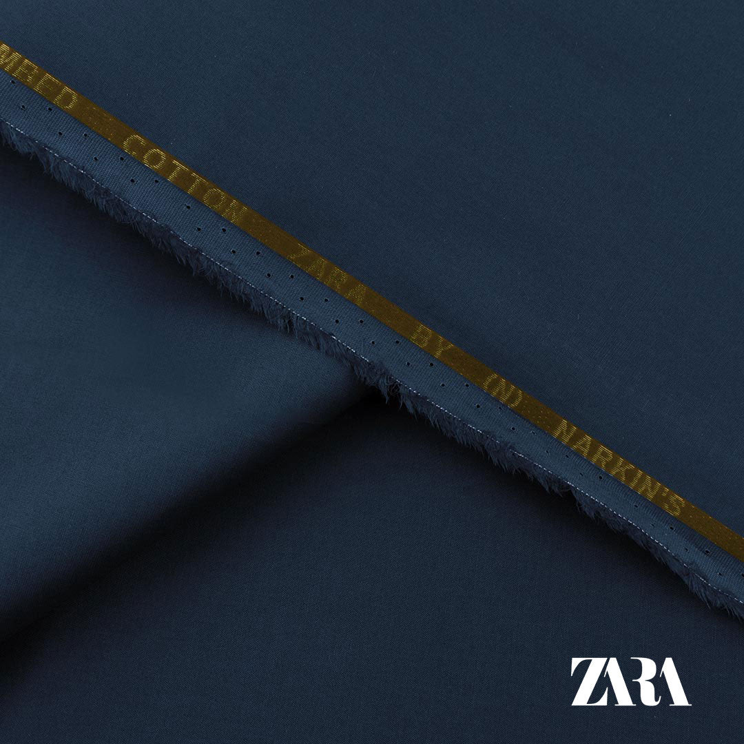 Zara premium 100% fine cotton fabric with silver finish and semi-stiff texture
