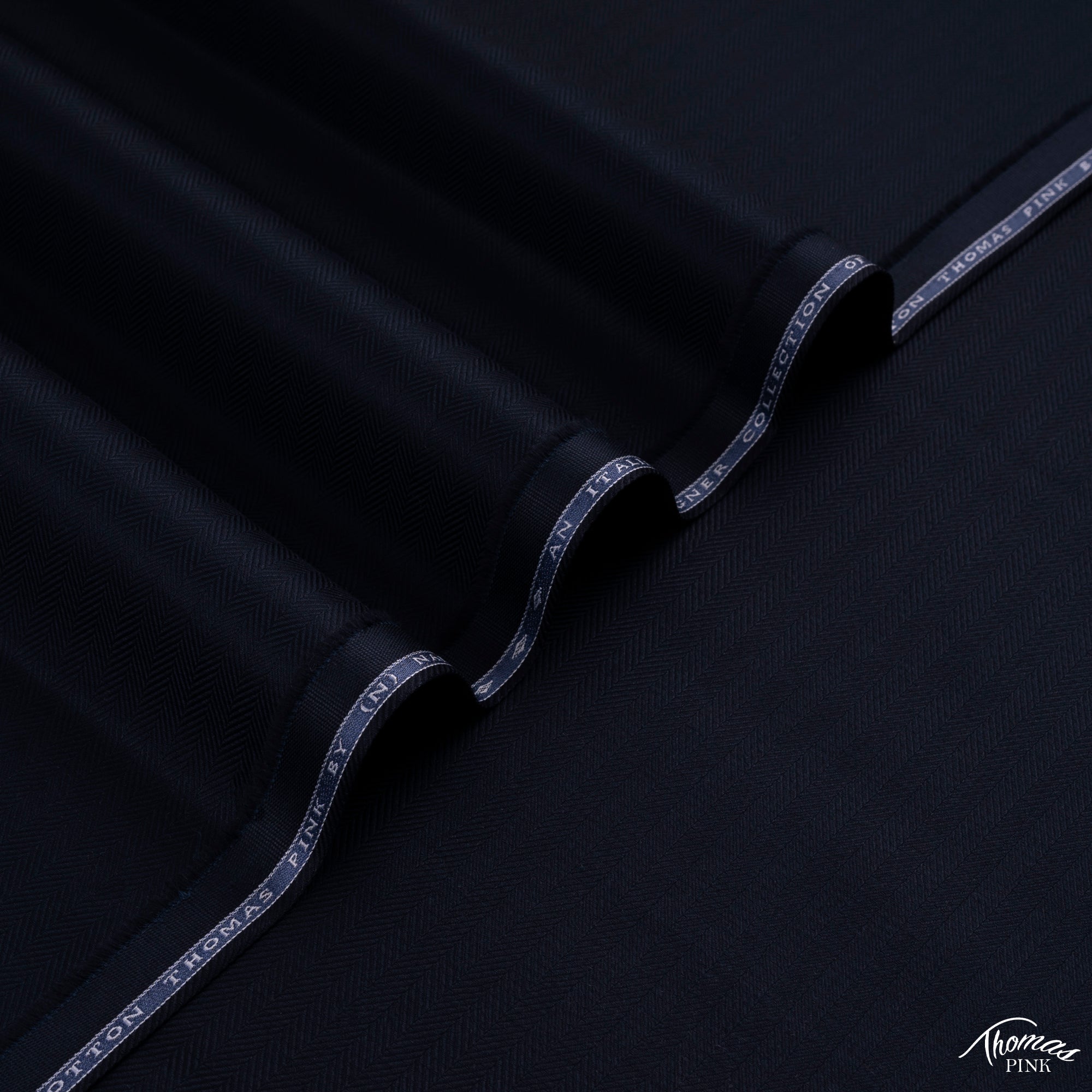 Thomas Pink unstitched winter fabric in 100% cotton with herringbone texture, soft touch, and rich winter colors by Narkin’s.