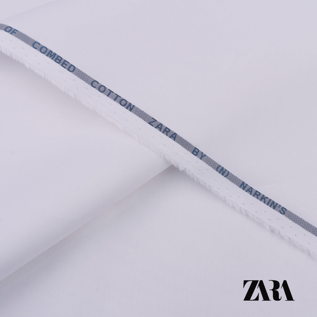 Zara premium 100% fine cotton fabric with silver finish and semi-stiff texture