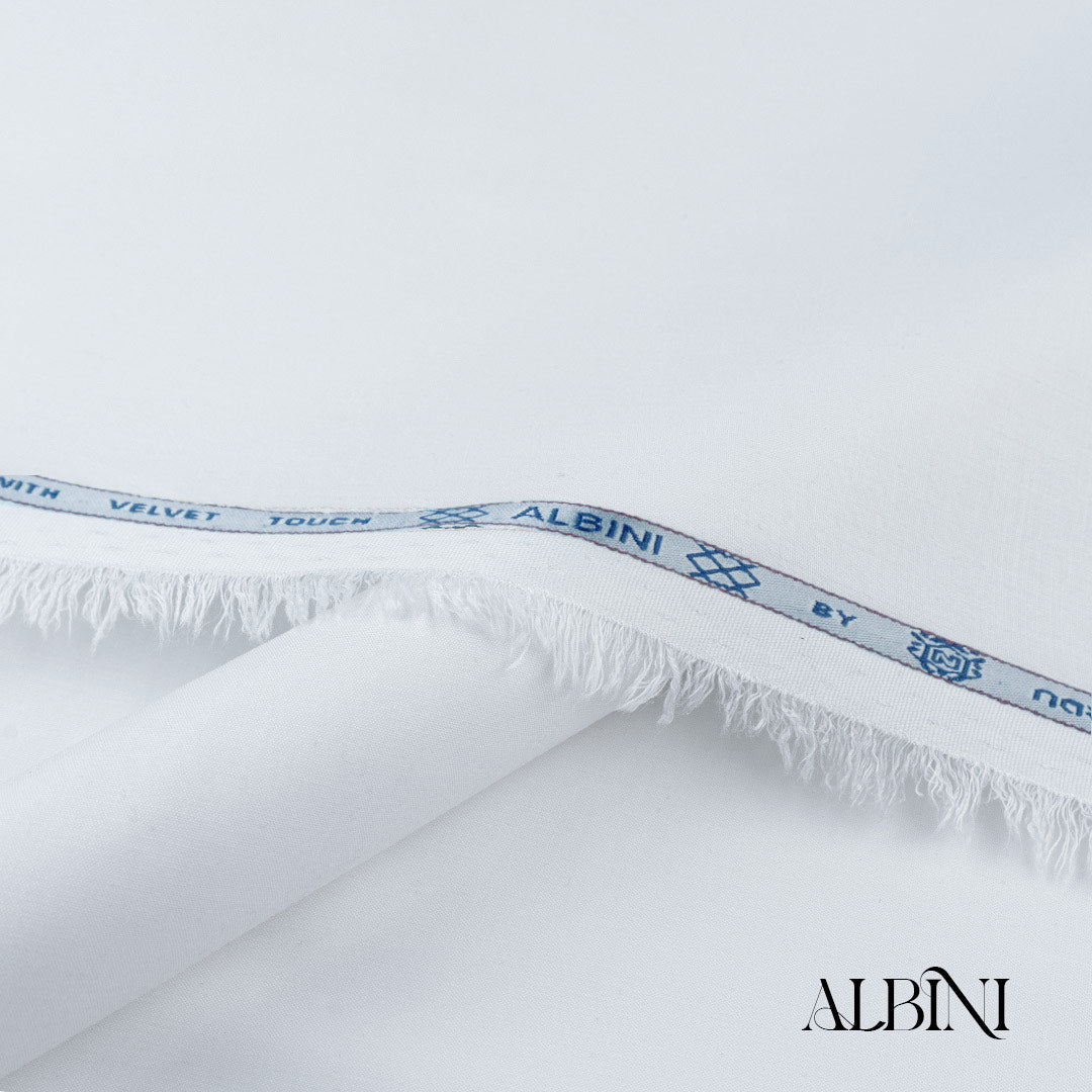 Albini summer fabric with soft smooth finish, wrinkle-resistant texture, and graceful fall in premium colors