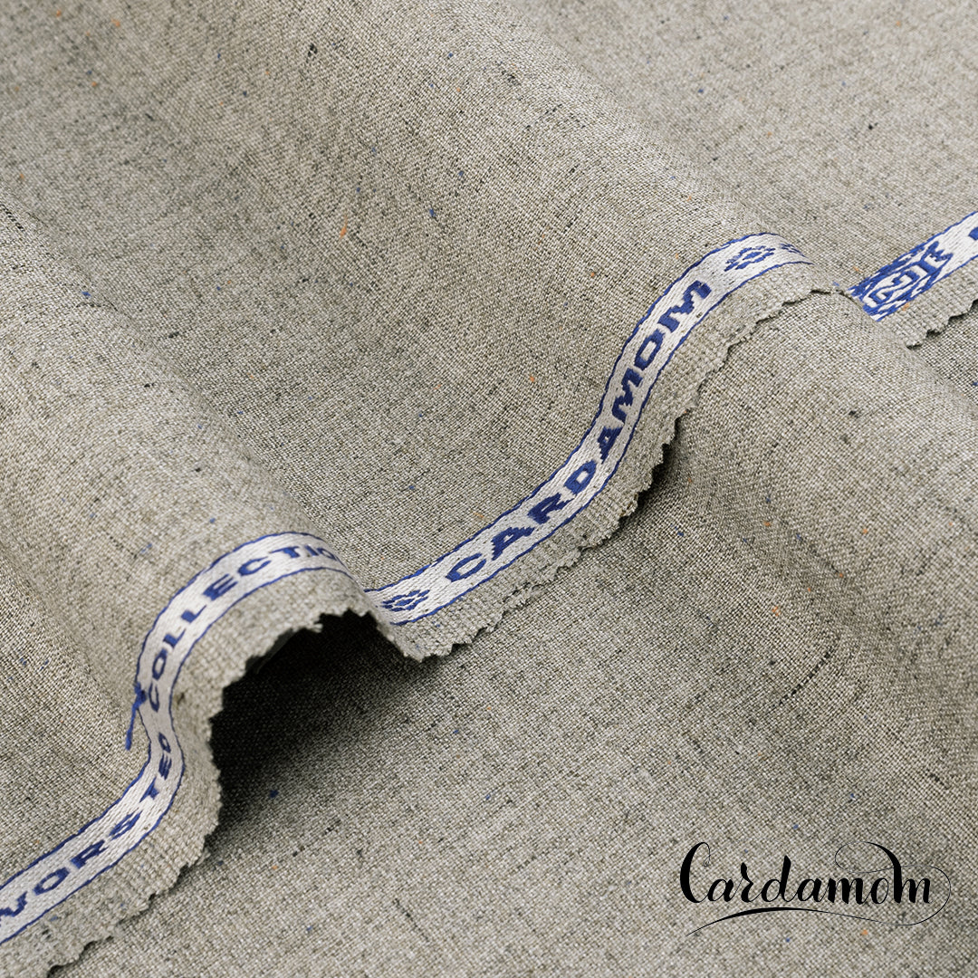 Cardamom unstitched winter wash & wear fabric with soft woolen texture, woom-inspired earthy color palette, and wash & wear finish.