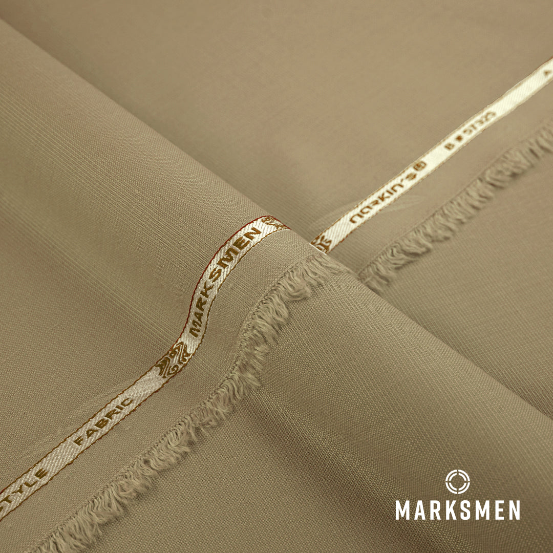Marksmen unstitched winter wash & wear textured fabric with soft, lustrous finish and wrinkle-resistant construction.
