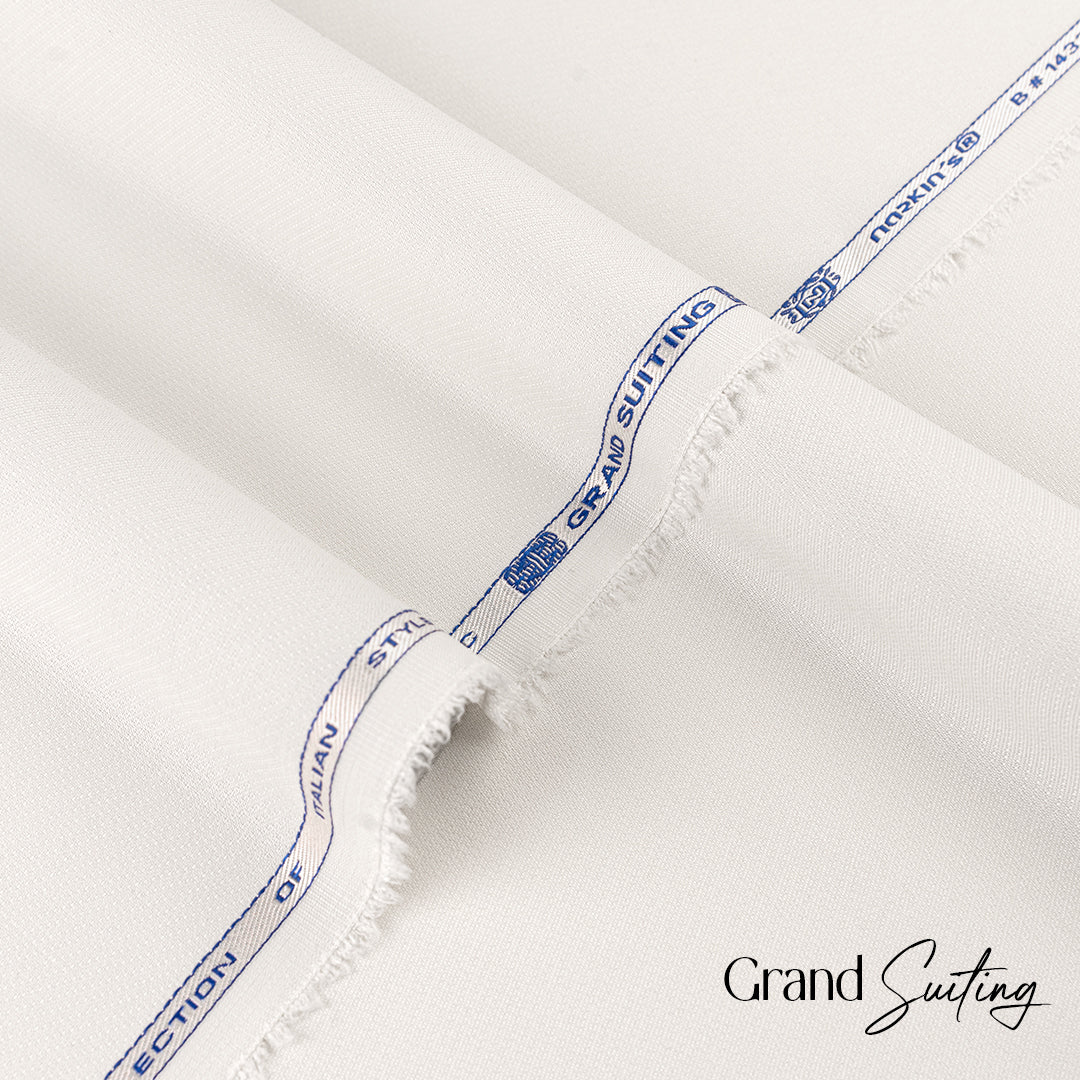 Grand Suiting unstitched winter wash & wear suiting fabric with soft finish and textured weave in classic basic color.