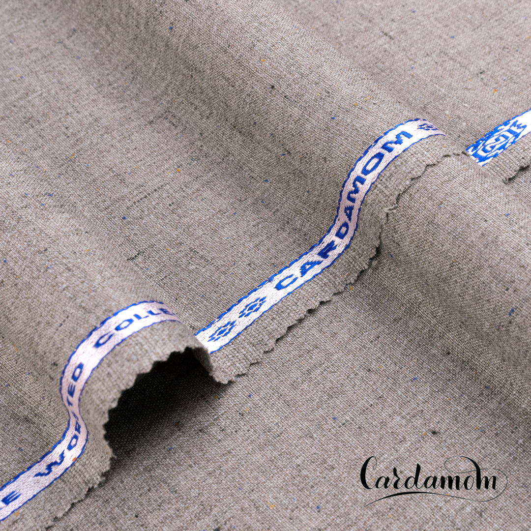 Cardamom unstitched winter wash & wear fabric with soft woolen texture, woom-inspired earthy color palette, and wash & wear finish.
