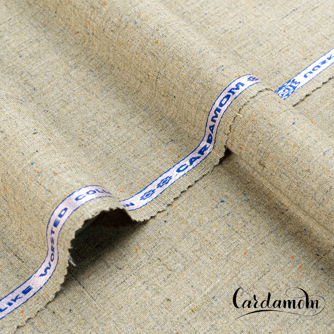 Cardamom unstitched winter wash & wear fabric with soft woolen texture, woom-inspired earthy color palette, and wash & wear finish.