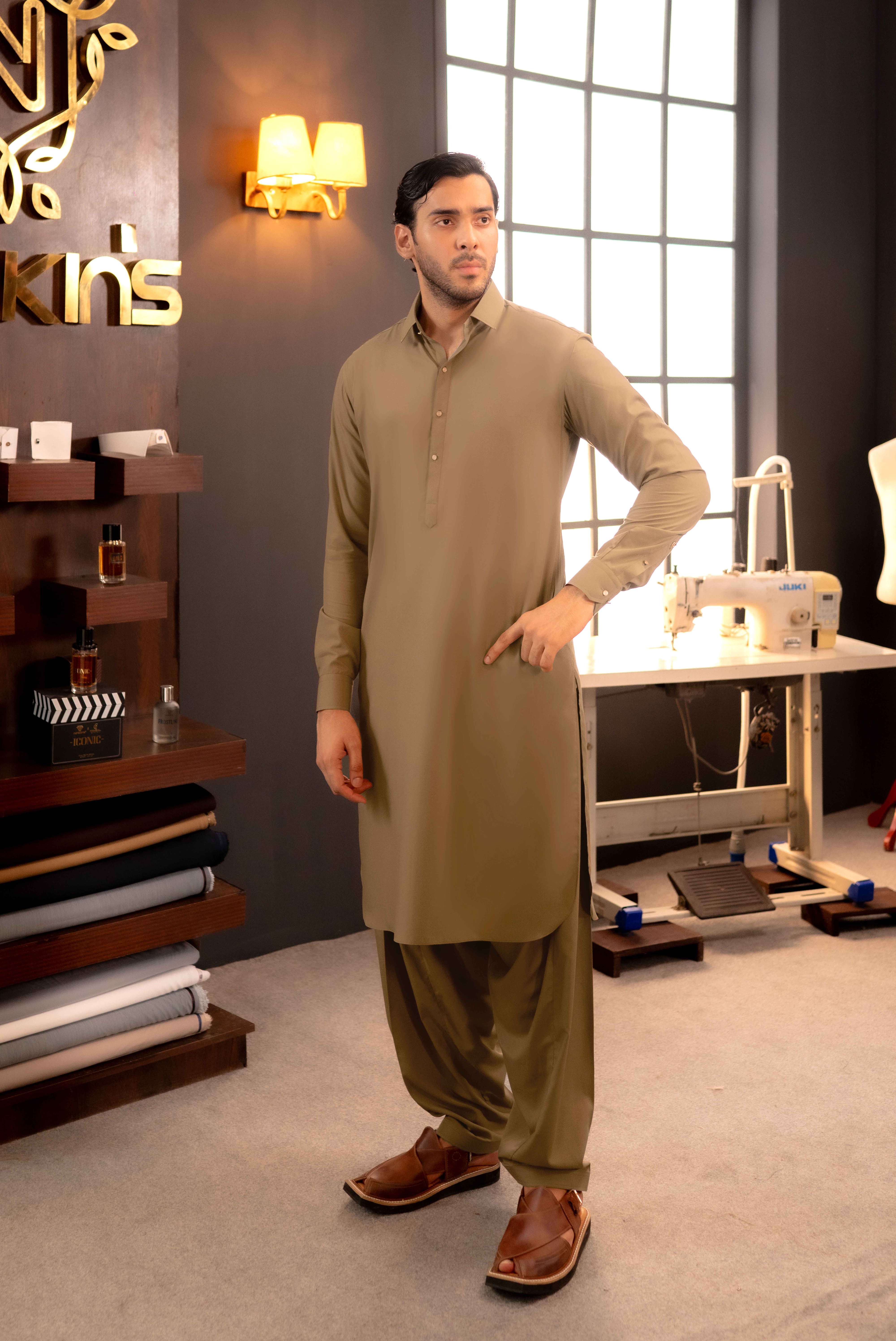 Stitched Shalwar Kameez (SPSC60) Camel
