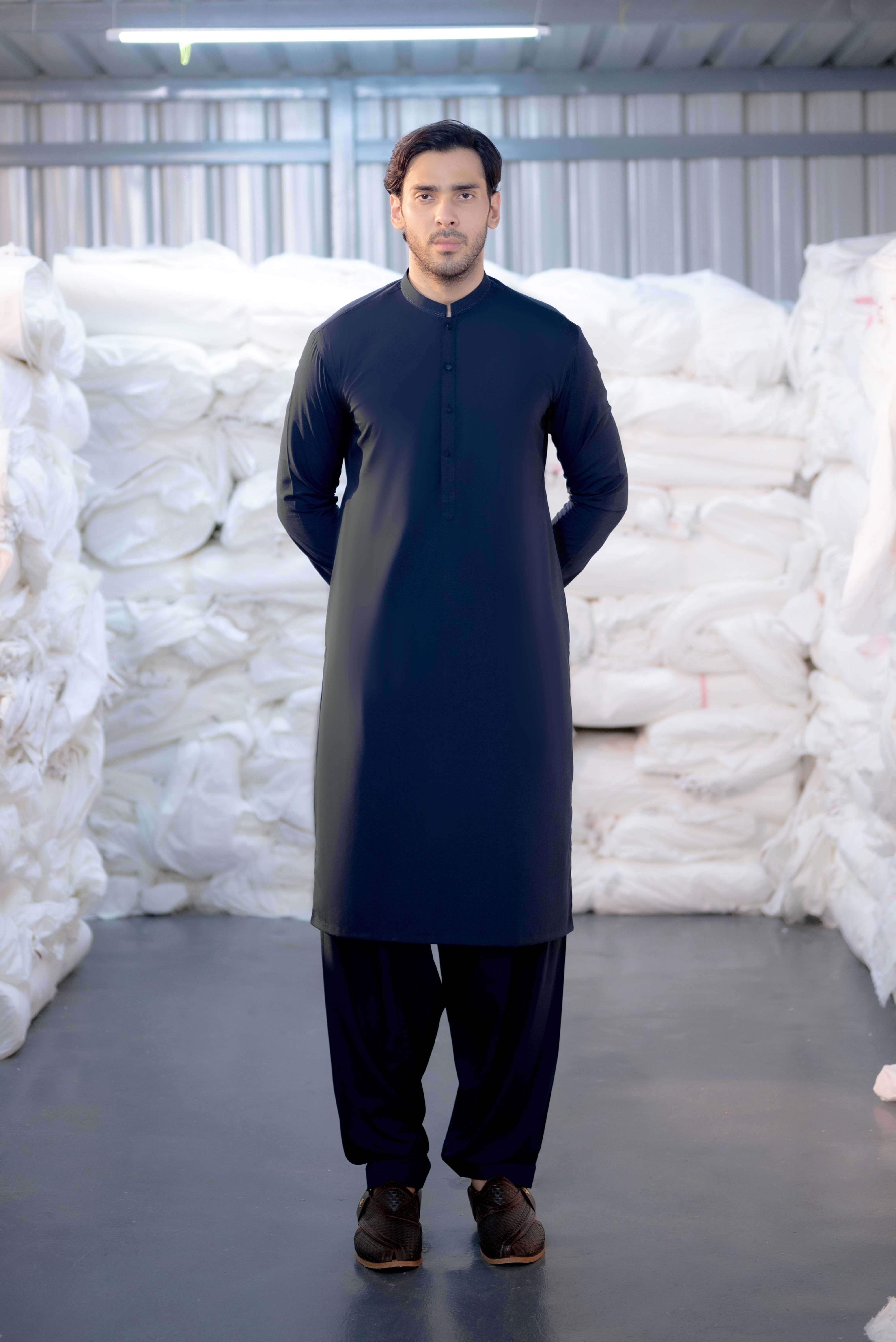 Stitched Shalwar Kameez (SPSB44) Navy Blue