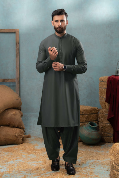 Dark Grey - Stitched Shalwar Kameez & Combo - SWSB05