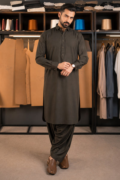 Stitched Shalwar Kameez (SPSC74) Dark Brown