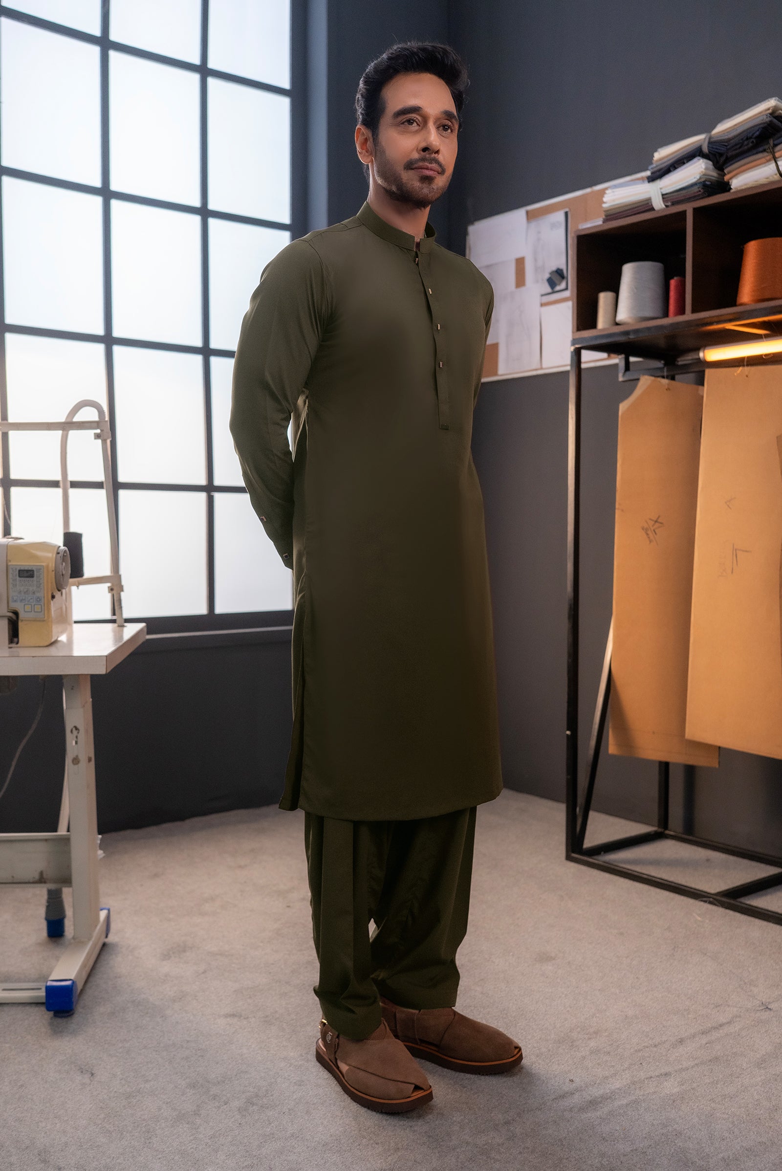 Stitched Shalwar Kameez (SPSB48) Brown