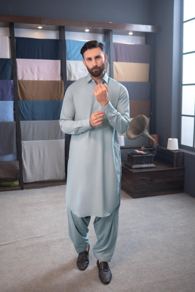 Stitched Shalwar Kameez (SPSC58) Silver Grey