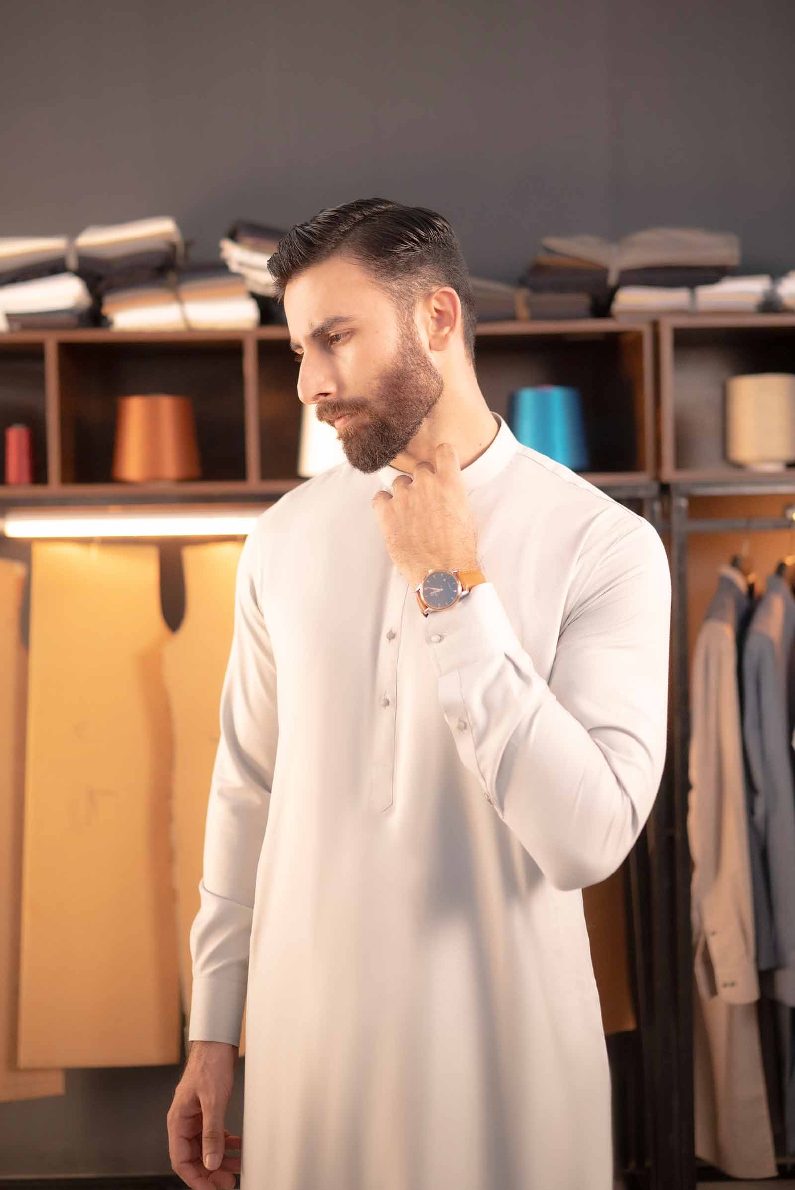 Stitched Shalwar Kameez (SPSB54) Silver Grey
