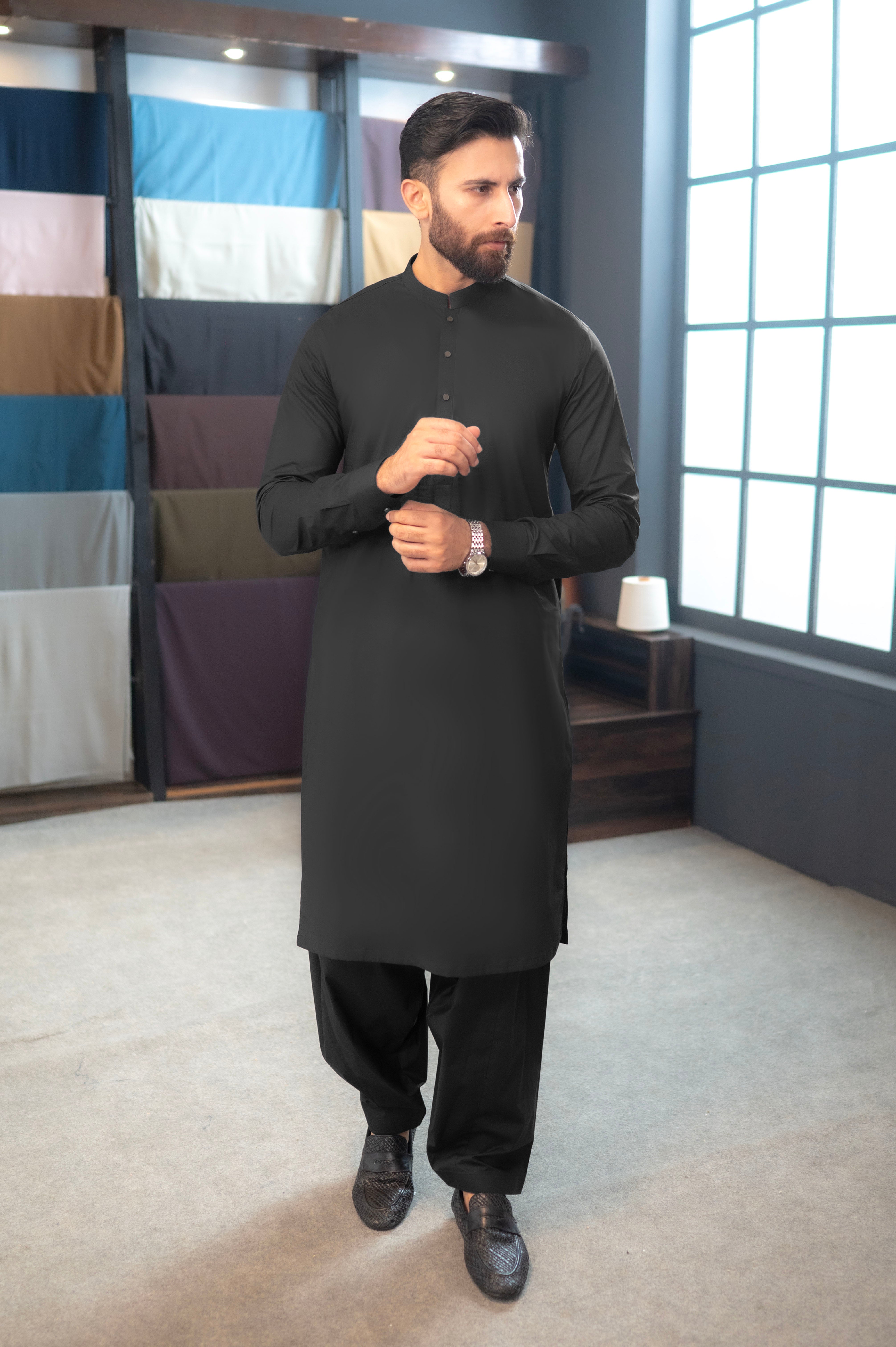 Stitched Shalwar Kameez (SCSB04) Black