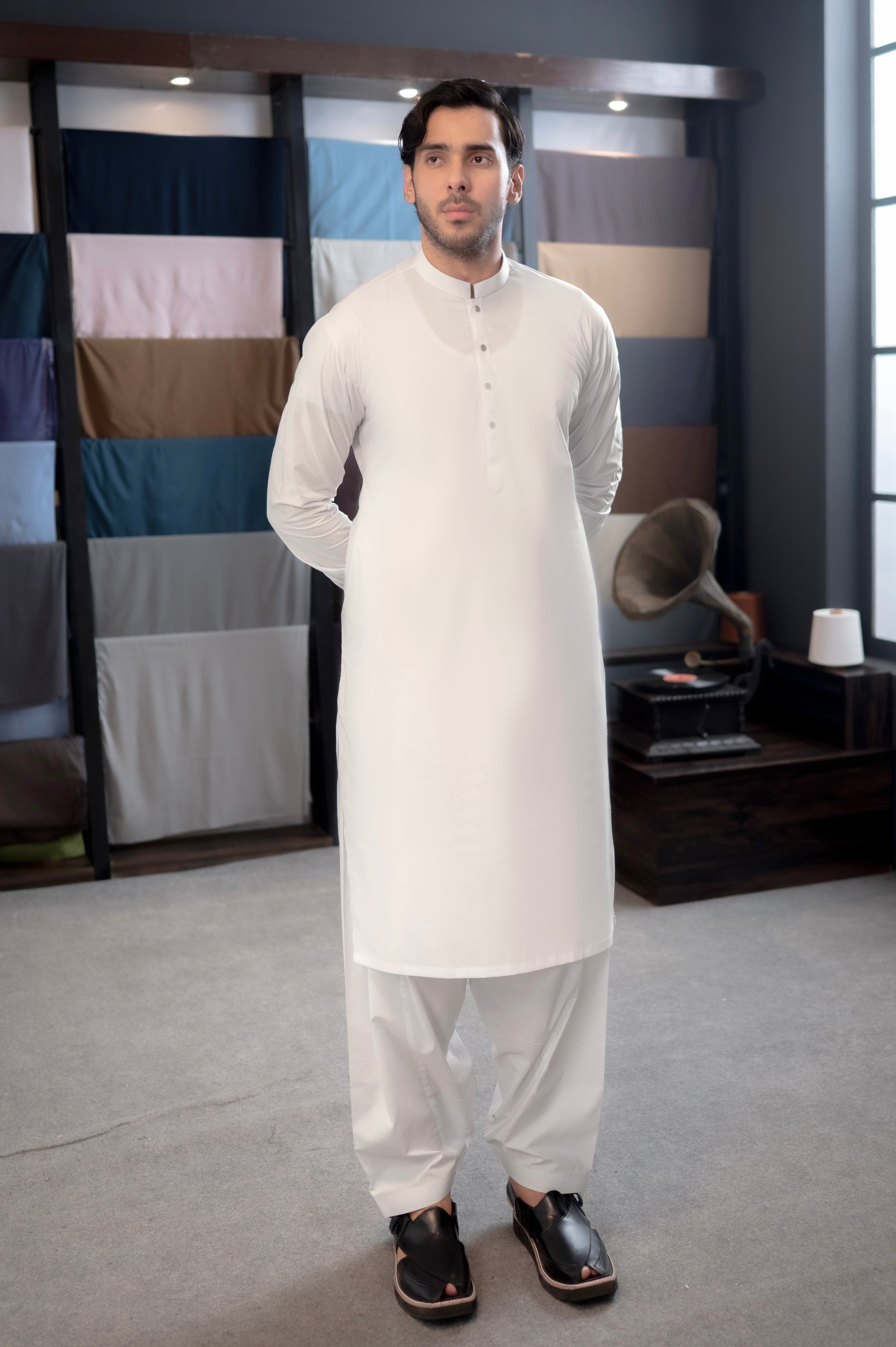Stitched Shalwar Kameez (SCSB03) White