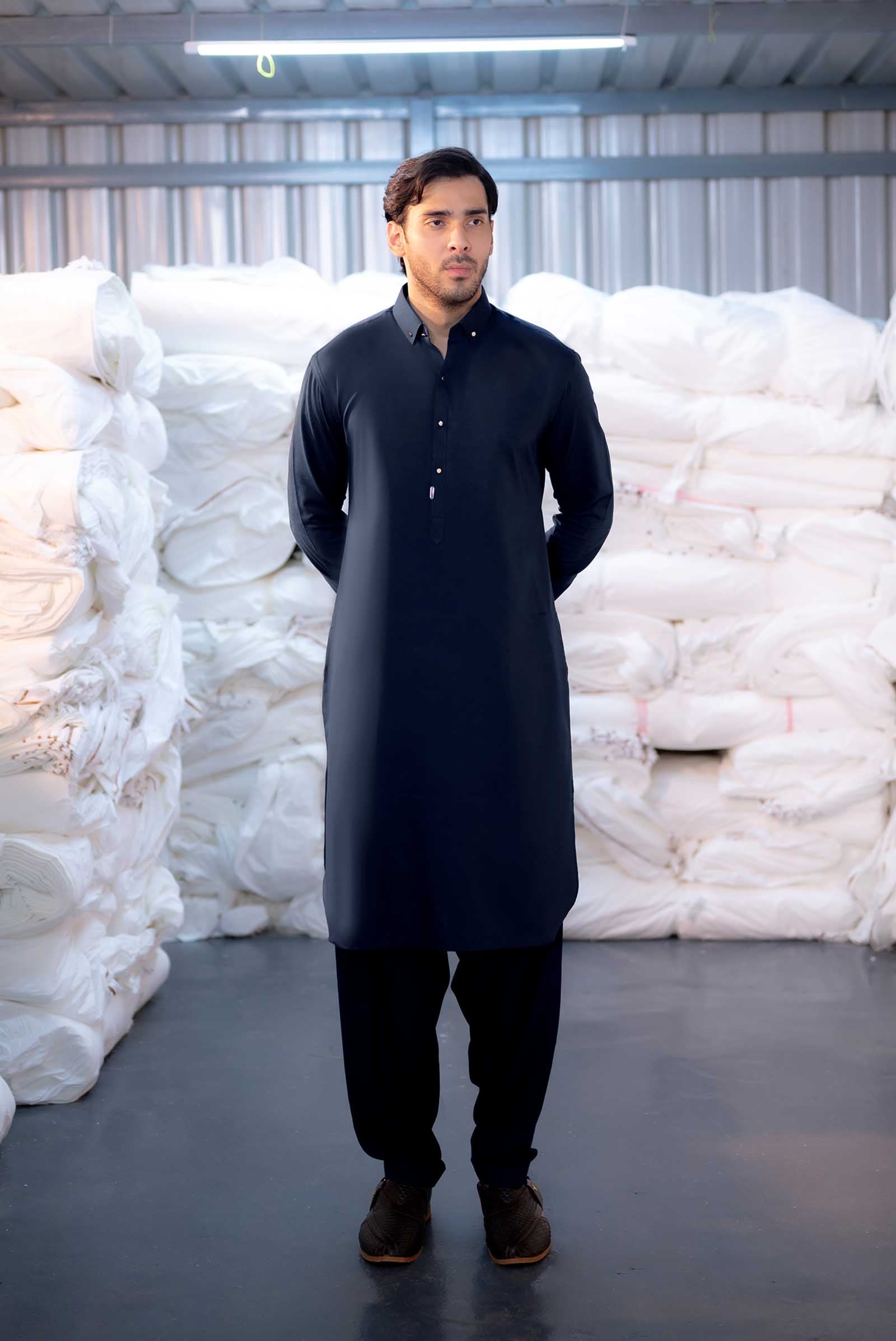 Stitched Shalwar Kameez (SPSC64) Navy Blue
