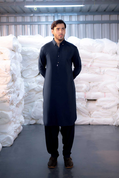 Stitched Shalwar Kameez (SPSC64) Navy Blue