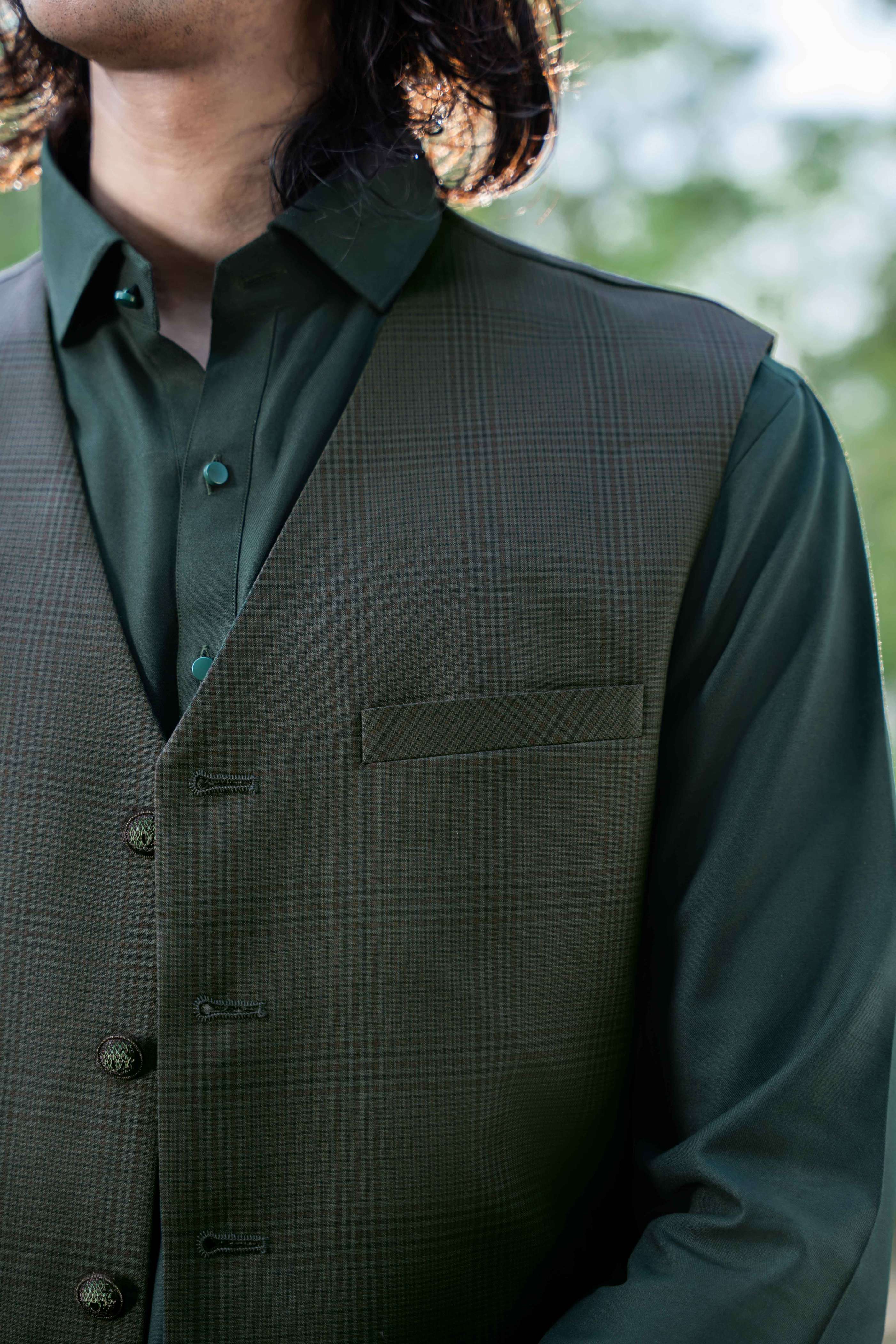 Classic men’s waistcoat in wine color crafted from imported blended fabric for formal wear