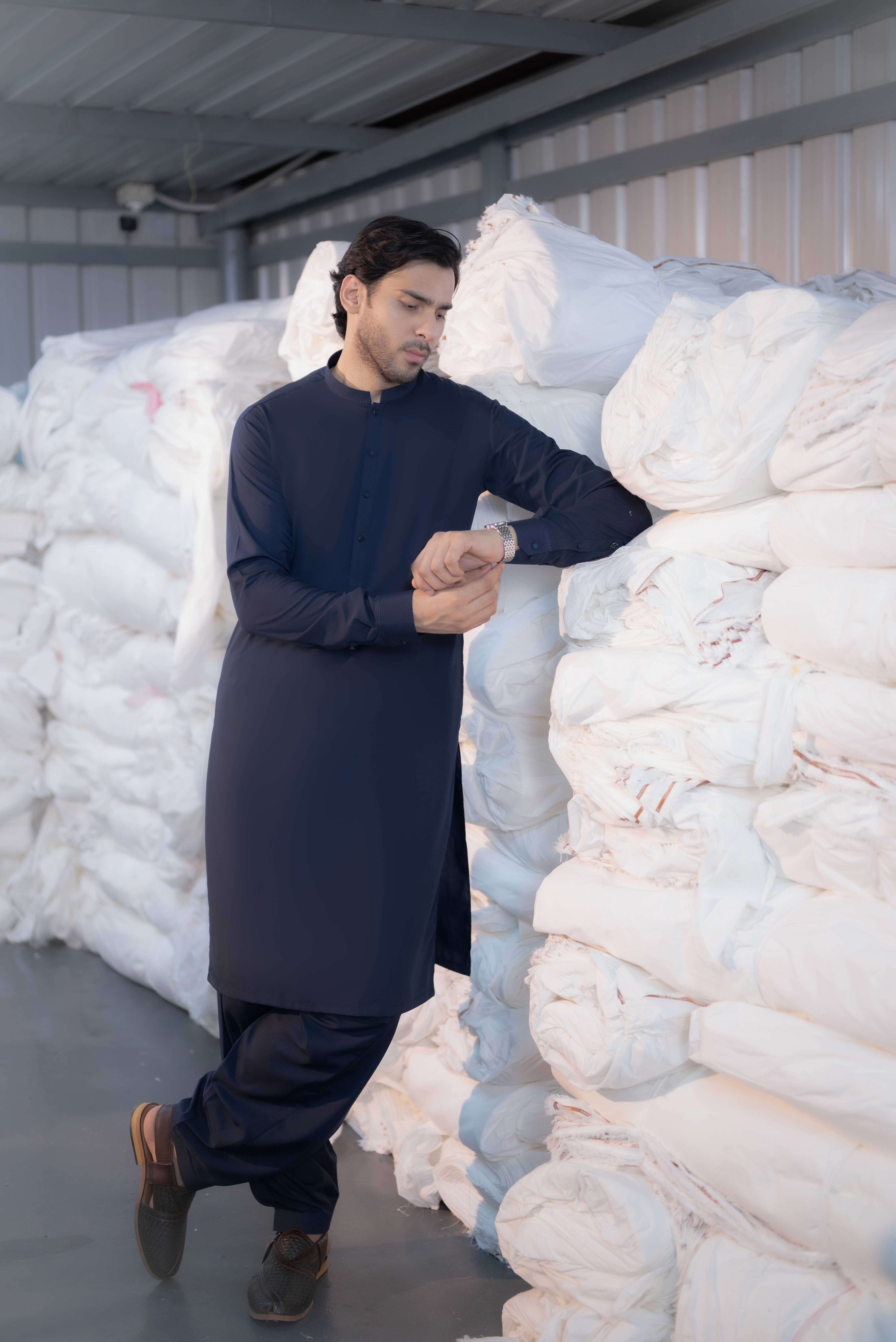 Stitched Shalwar Kameez (SPSB44) Navy Blue