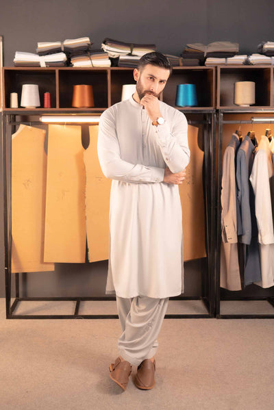Stitched Shalwar Kameez (SPSB54) Silver Grey