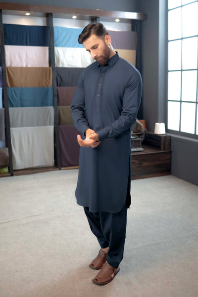 Stitched Shalwar Kameez (SCSC02) Navy Blue