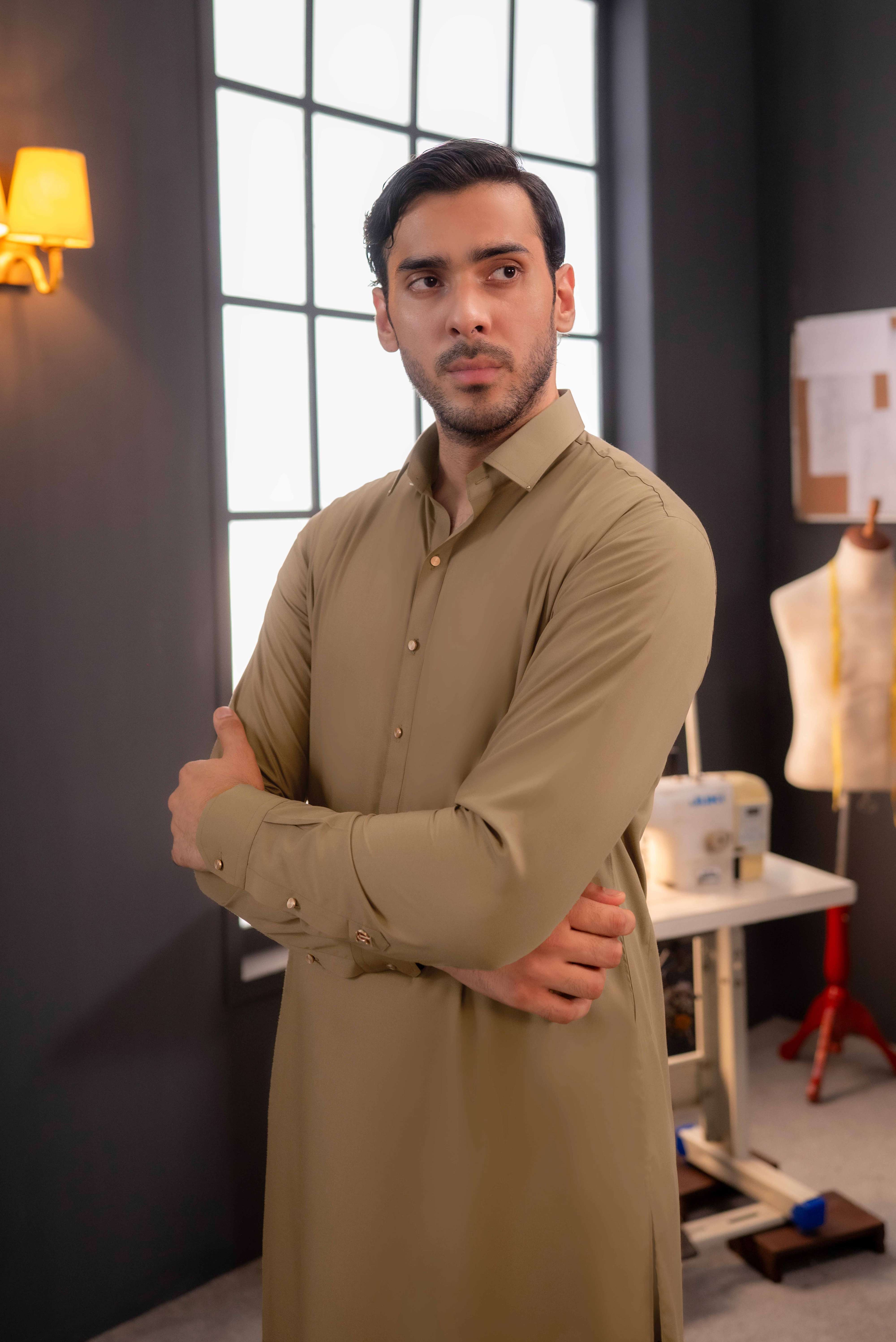 Stitched Shalwar Kameez (SPSC60) Camel