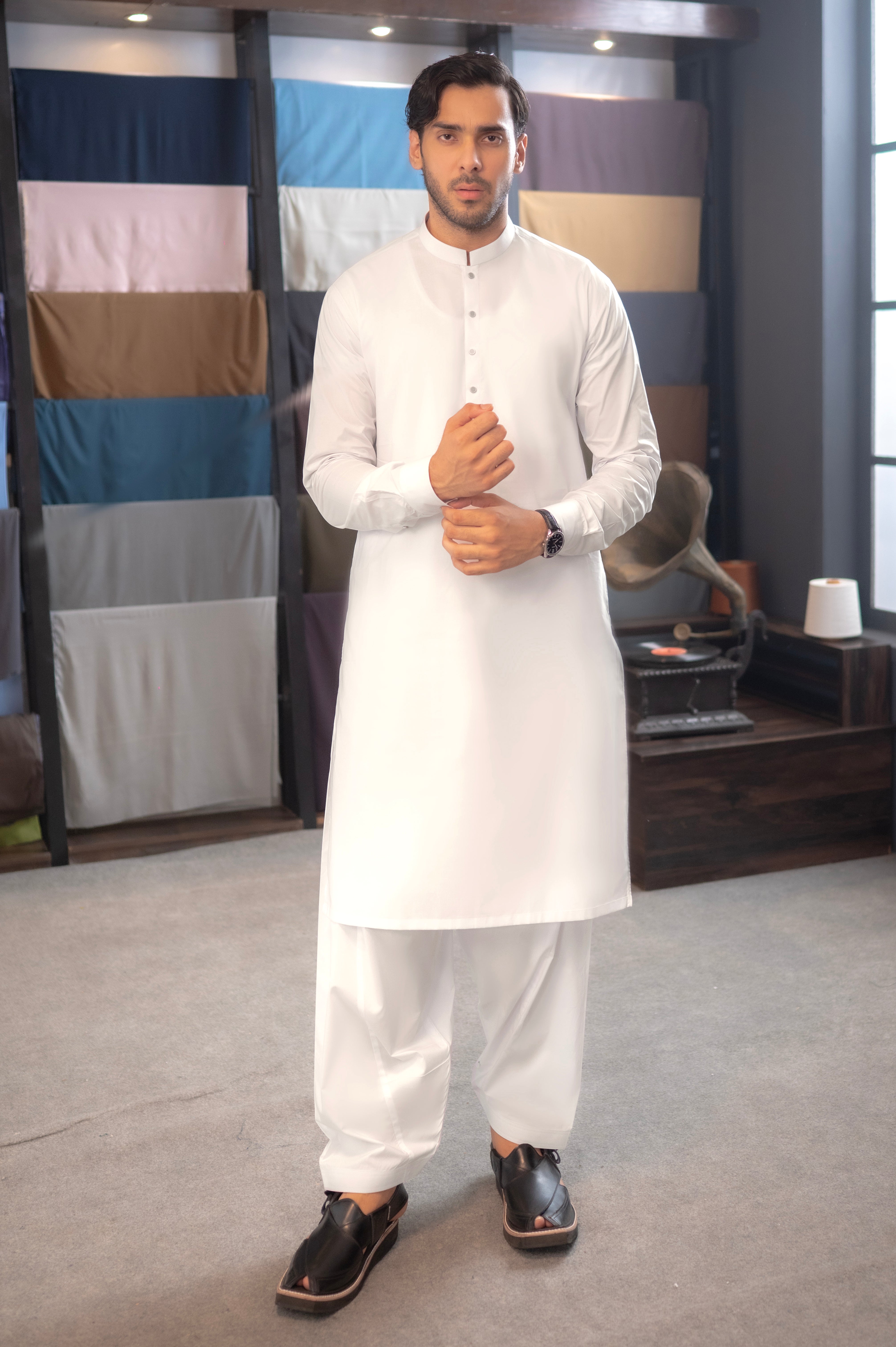 Stitched Shalwar Kameez (SCSB03) White