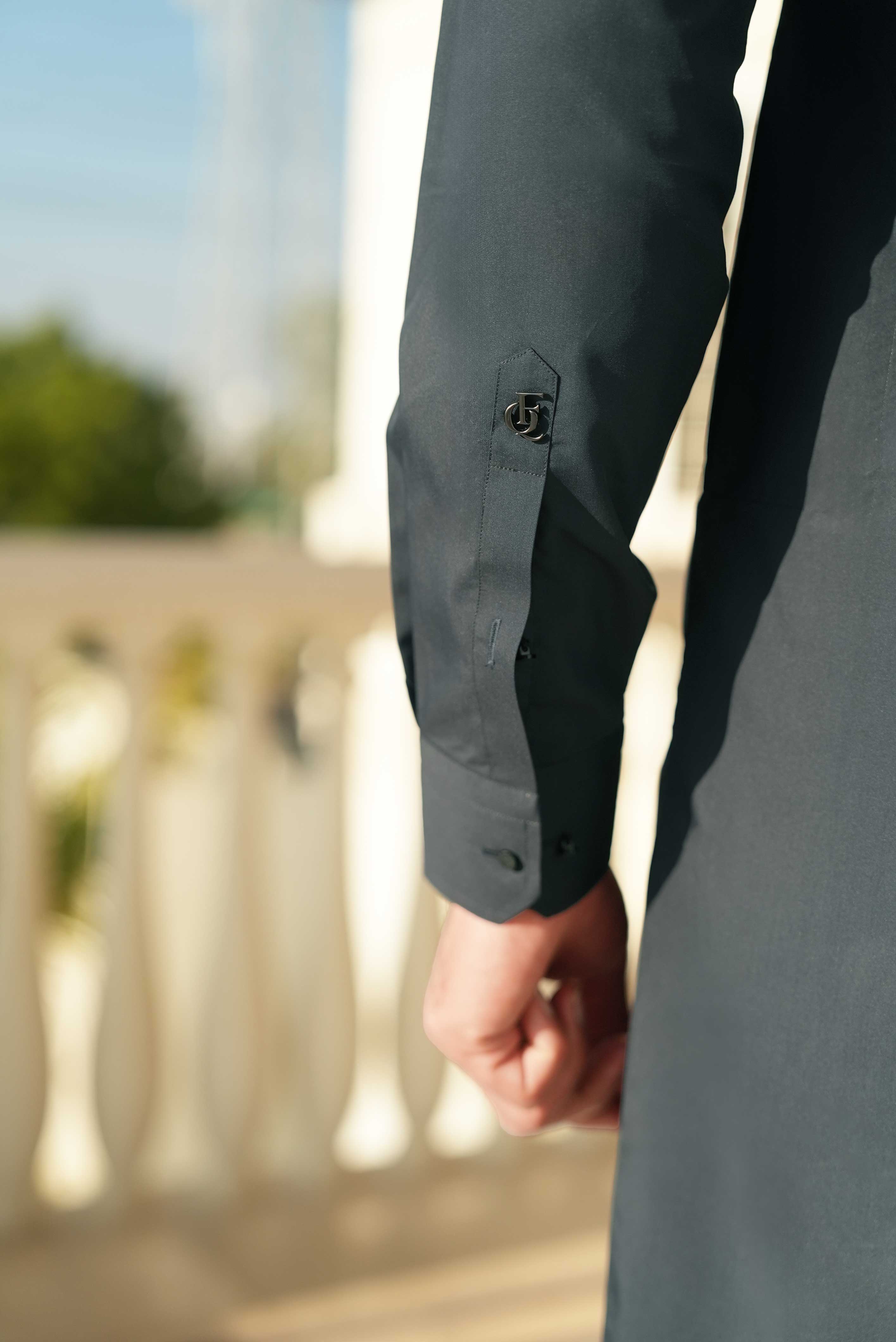 Dark Grey stitched Shalwar Kameez in Double Cheetah Bosky wash & wear fabric by Narkin's – FQ Collection.