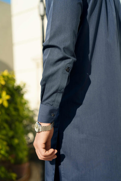 Greyish Blue stitched Shalwar Kameez in Double Cheetah Bosky wash & wear fabric by Narkin's – FQ Collection.