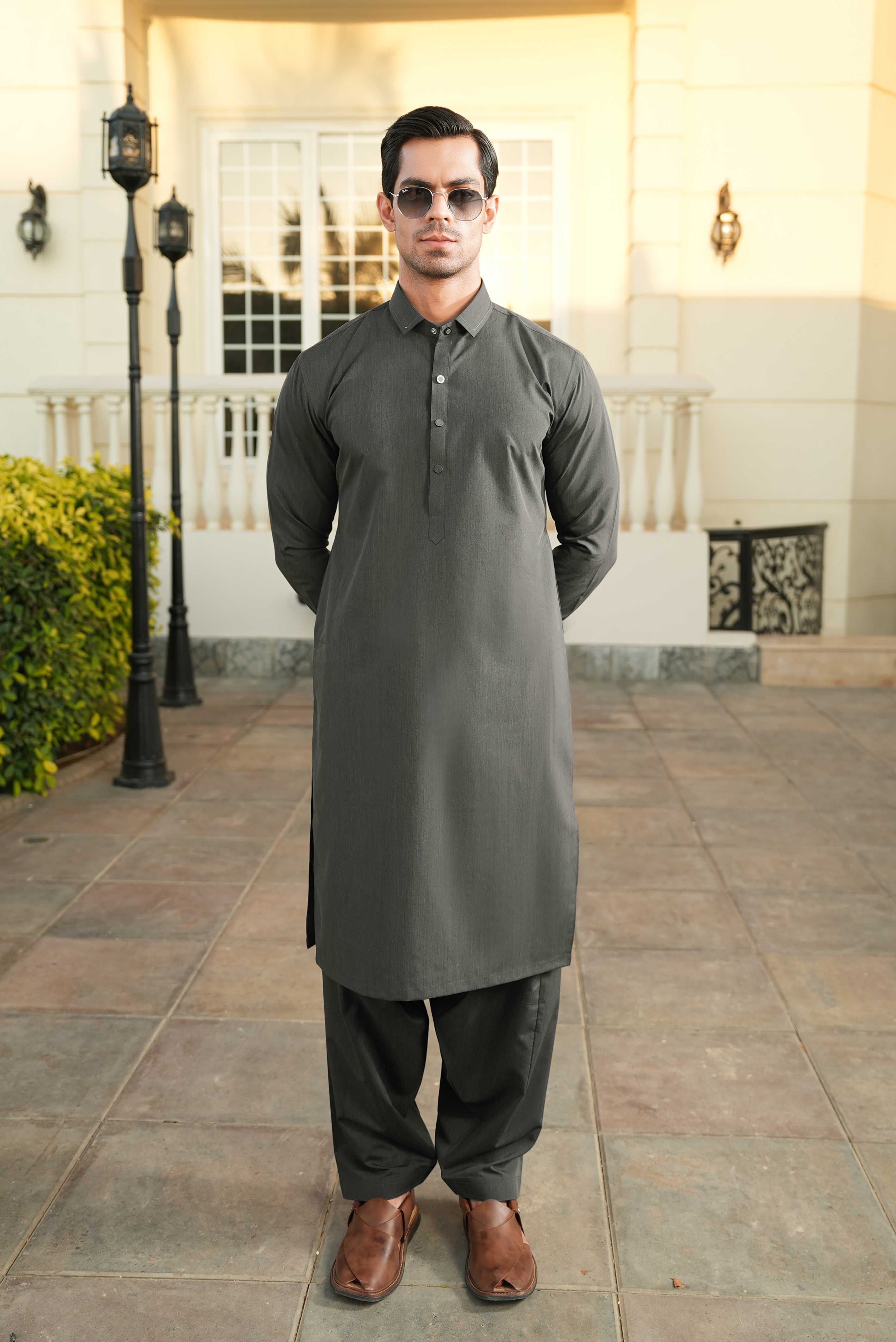Malaysia stitched Shalwar Kameez in Double Cheetah Bosky wash & wear fabric by Narkin's – FQ Collection.